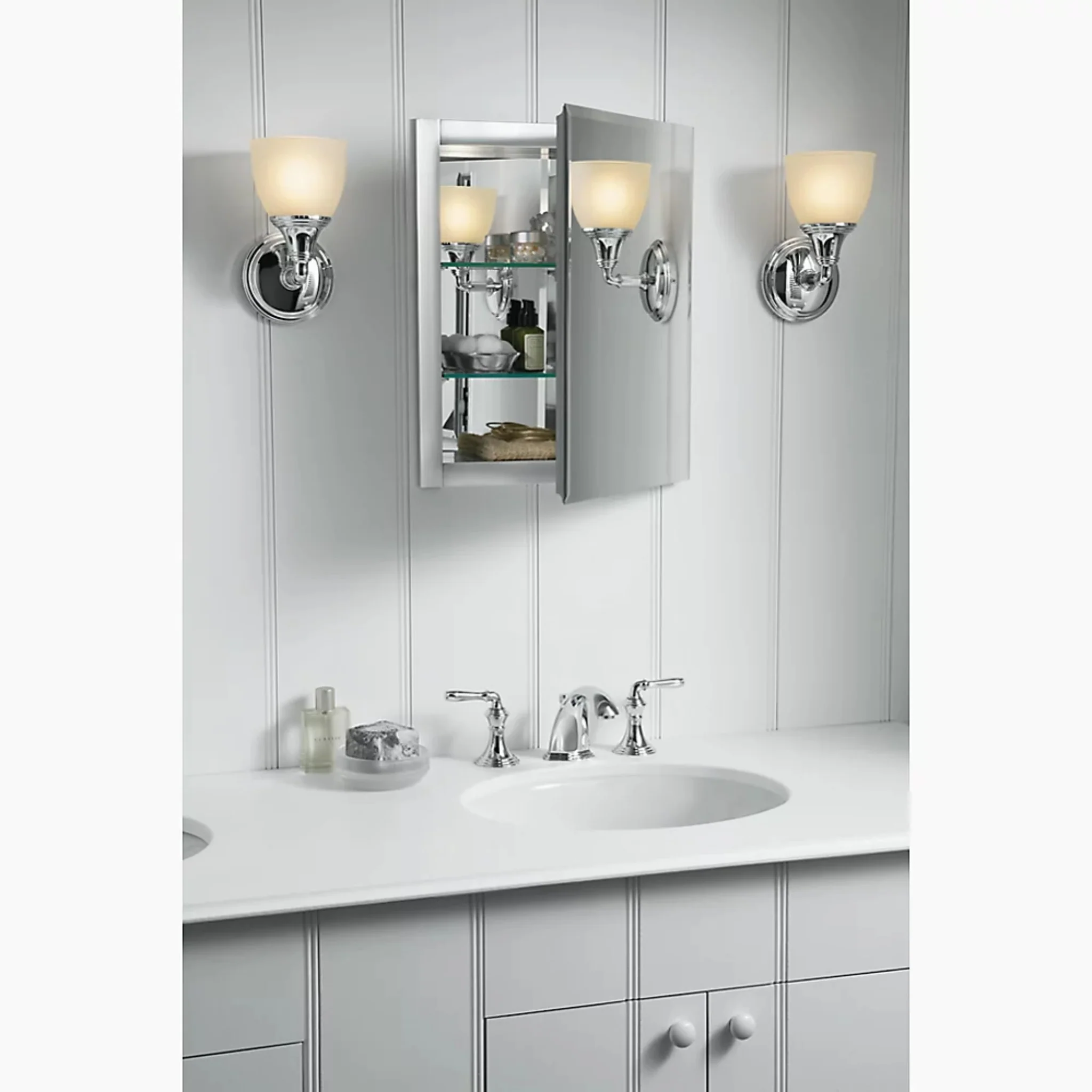 16 X 20 INCHES ALUMINUM SINGLE-DOOR MEDICINE CABINET WITH MIRRORED DOOR AND BEVELED EDGES - Image 4