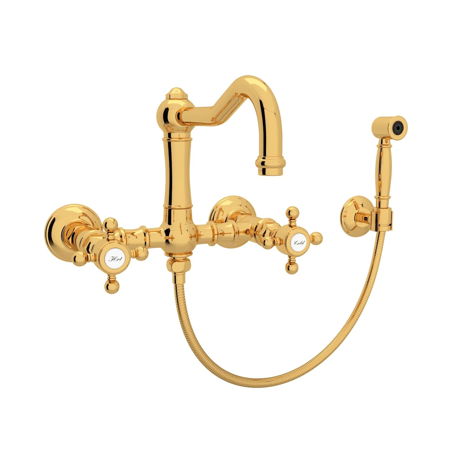 ACQUI® WALL MOUNT BRIDGE KITCHEN FAUCET WITH SIDESPRAY AND COLUMN SPOUT (CROSS HANDLE) - Image 2