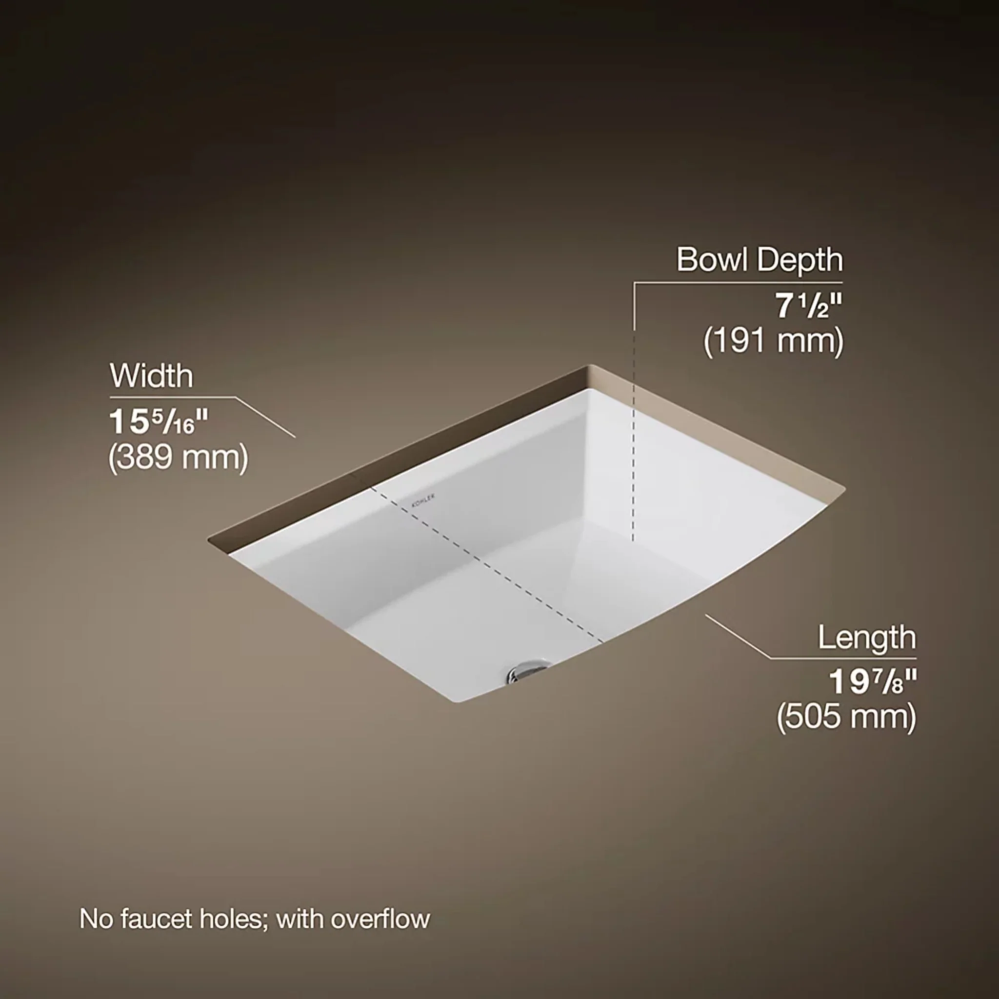 ARCHER 20-INCH RECTANGULAR UNDERMOUNT BATHROOM SINK - Image 12