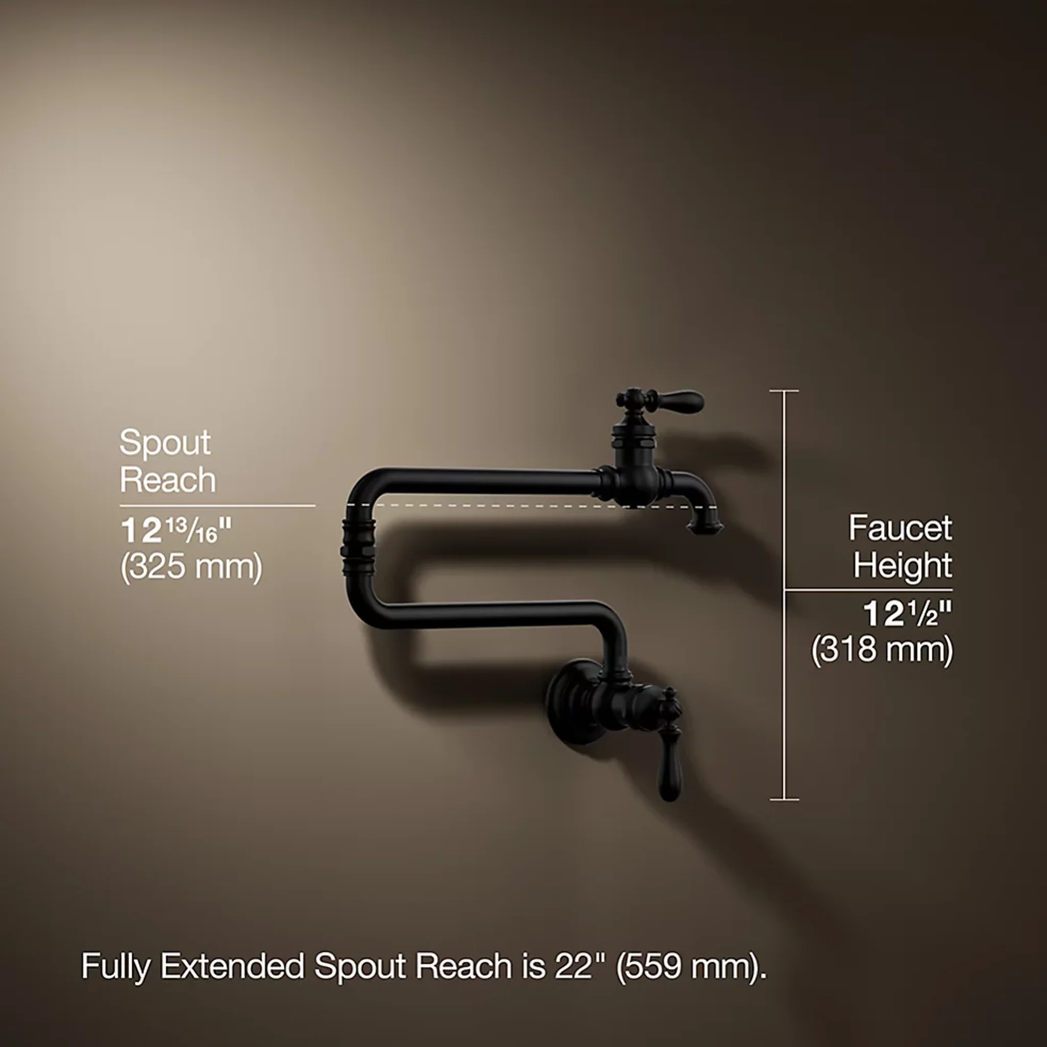 ARTIFACTS® SINGLE-HOLE WALL-MOUNT POT FILLER KITCHEN SINK FAUCET WITH 22-INCH EXTENDED SPOUT - Image 6
