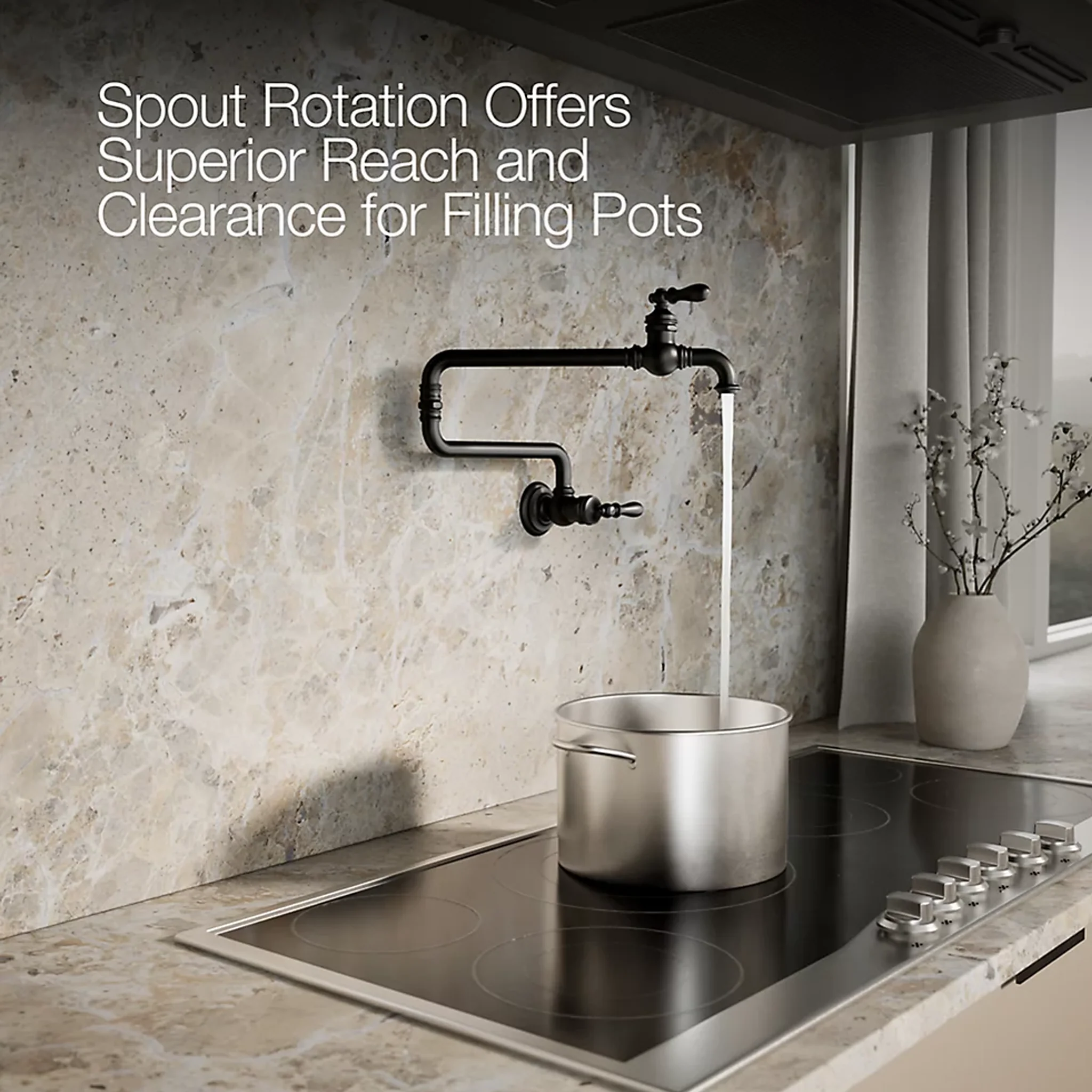 ARTIFACTS® SINGLE-HOLE WALL-MOUNT POT FILLER KITCHEN SINK FAUCET WITH 22-INCH EXTENDED SPOUT - Image 7