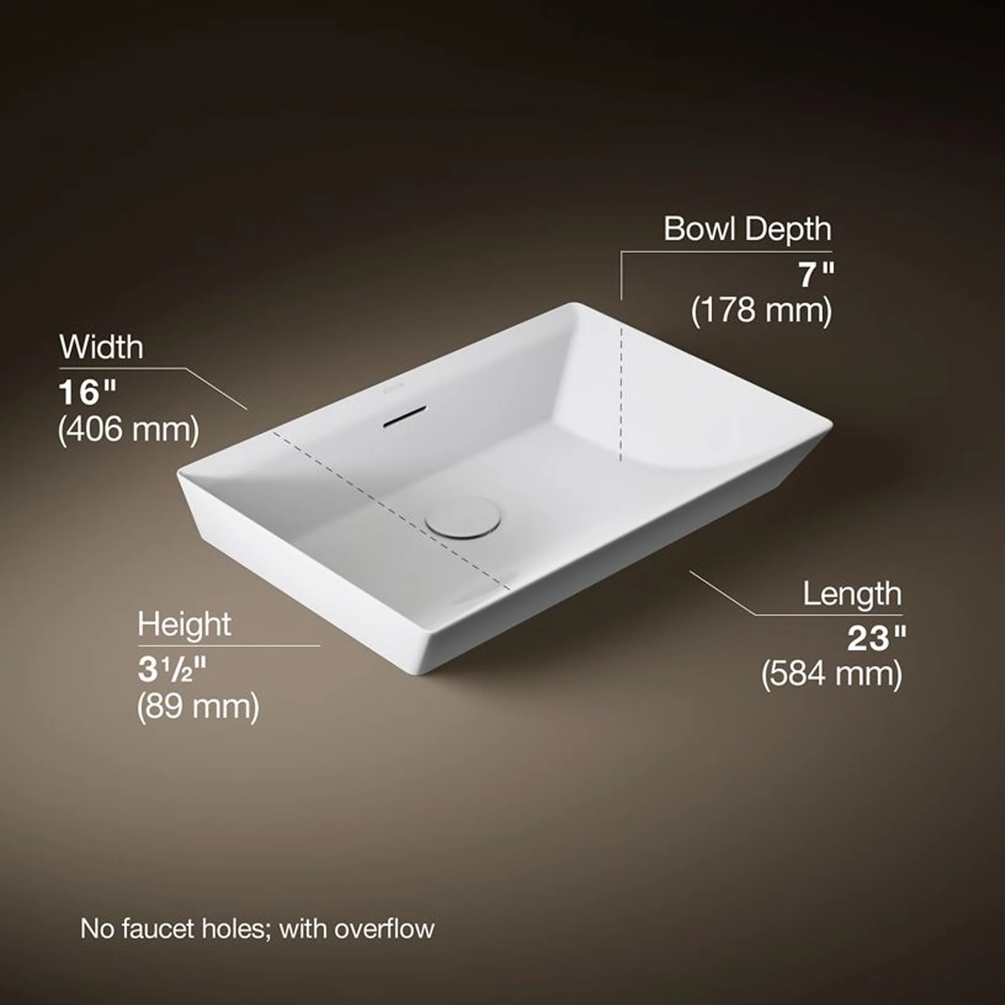 BRAZN® 23-INCH RECTANGULAR VESSEL BATHROOM SINK - Image 4