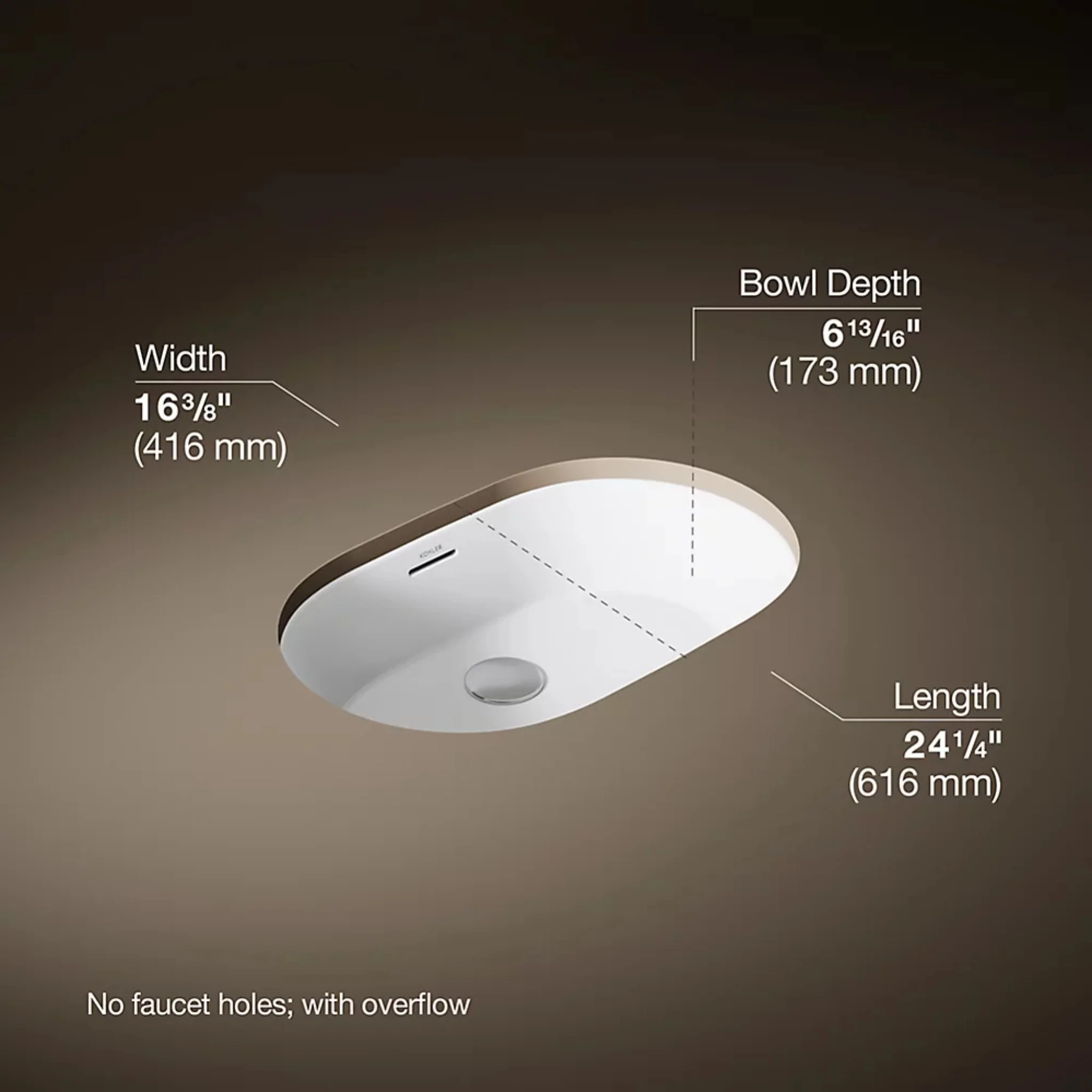 BRAZN 24-INCH OVAL UNDERMOUNT BATHROOM SINK - Image 13