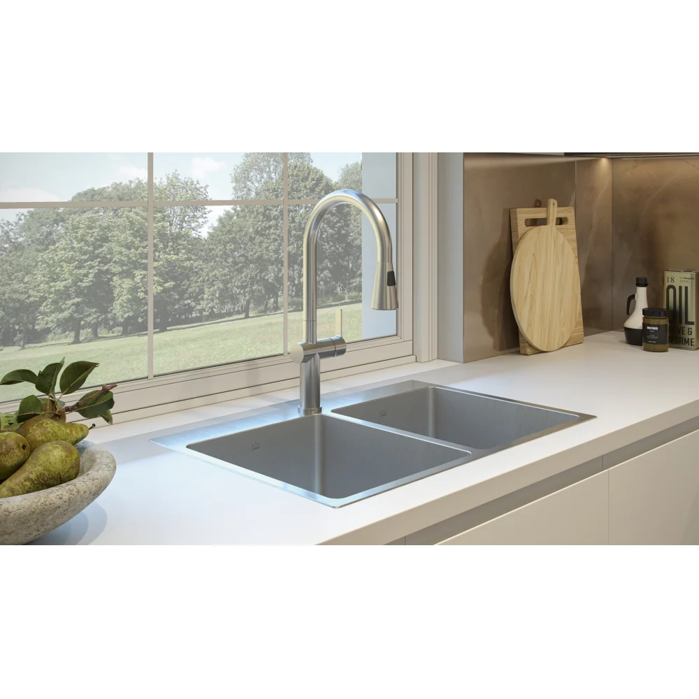 BROOKMORE DROP IN DOUBLE BOWL STAINLESS STEEL KITCHEN SINK - Image 2