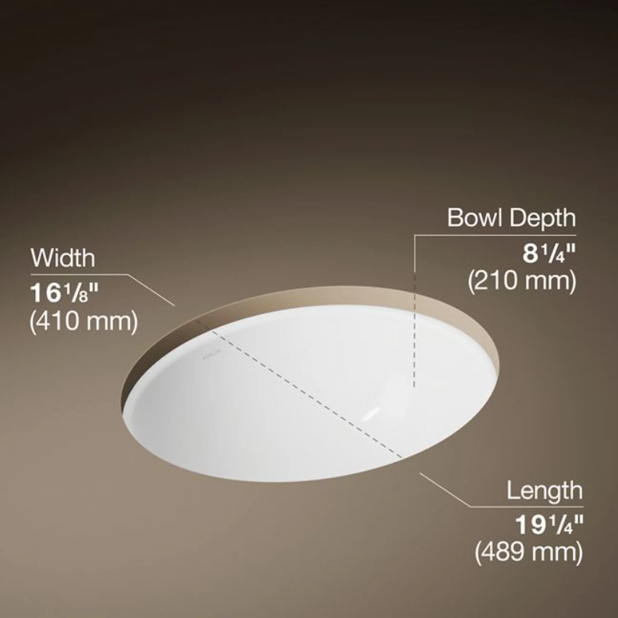 CAXTON 19.25-INCH OVAL UNDERMOUNT BATHROOM SINK - NO OVERFLOW - Image 4