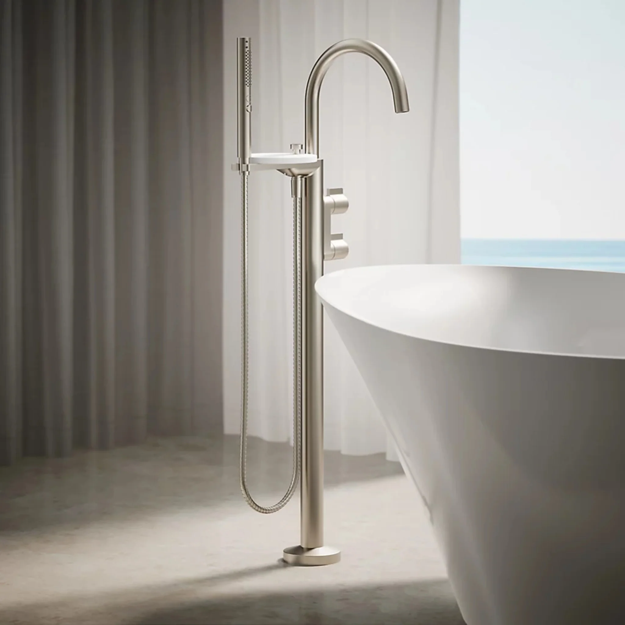 COMPONENTS FLOOR MOUNT BATH FILLER TRIM WITH LEVER HANDLES AND HANDSHOWER - Image 15