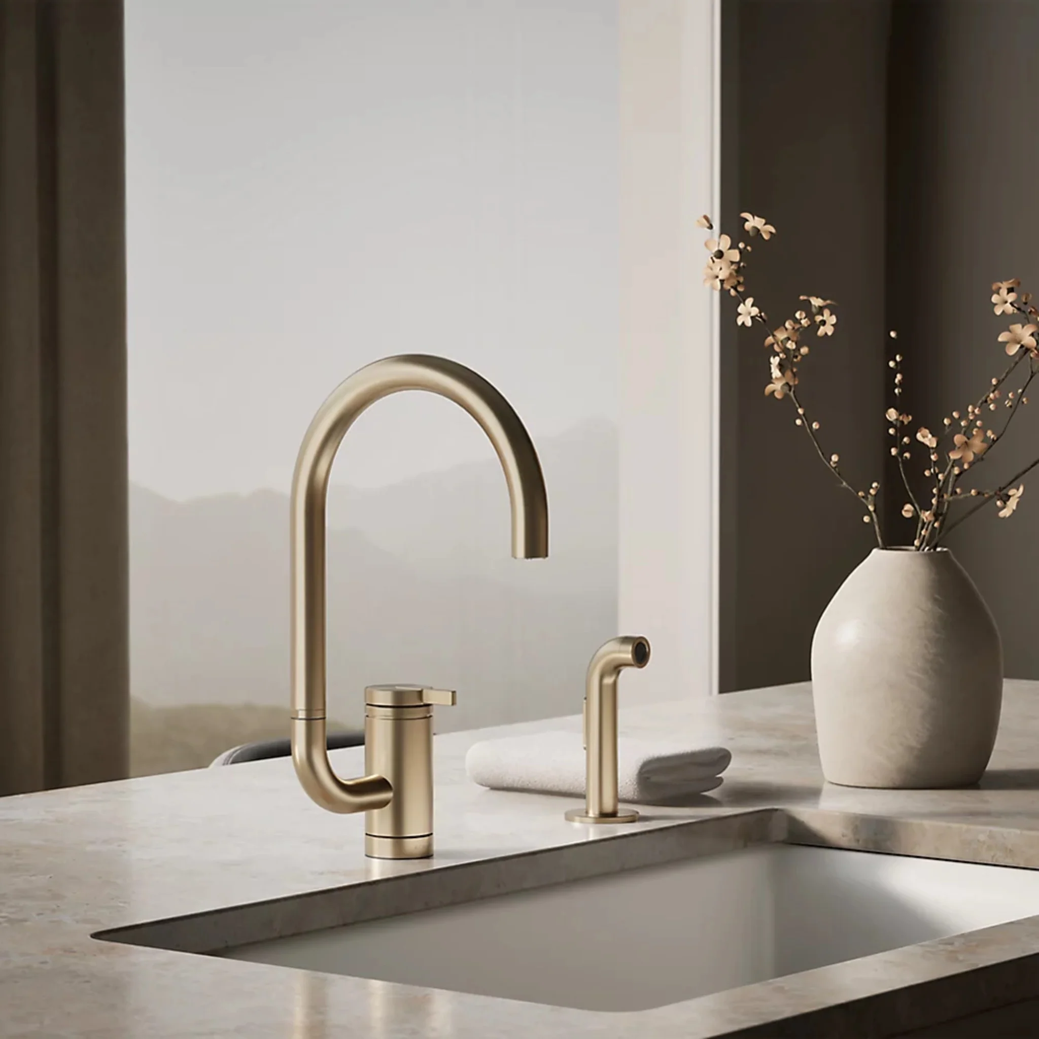 COMPONENTS® SINGLE-HANDLE KITCHEN SINK FAUCET WITH TWO-FUNCTION EXTENDED-REACH ARC SPOUT AND SIDE SPRAYER - Image 11