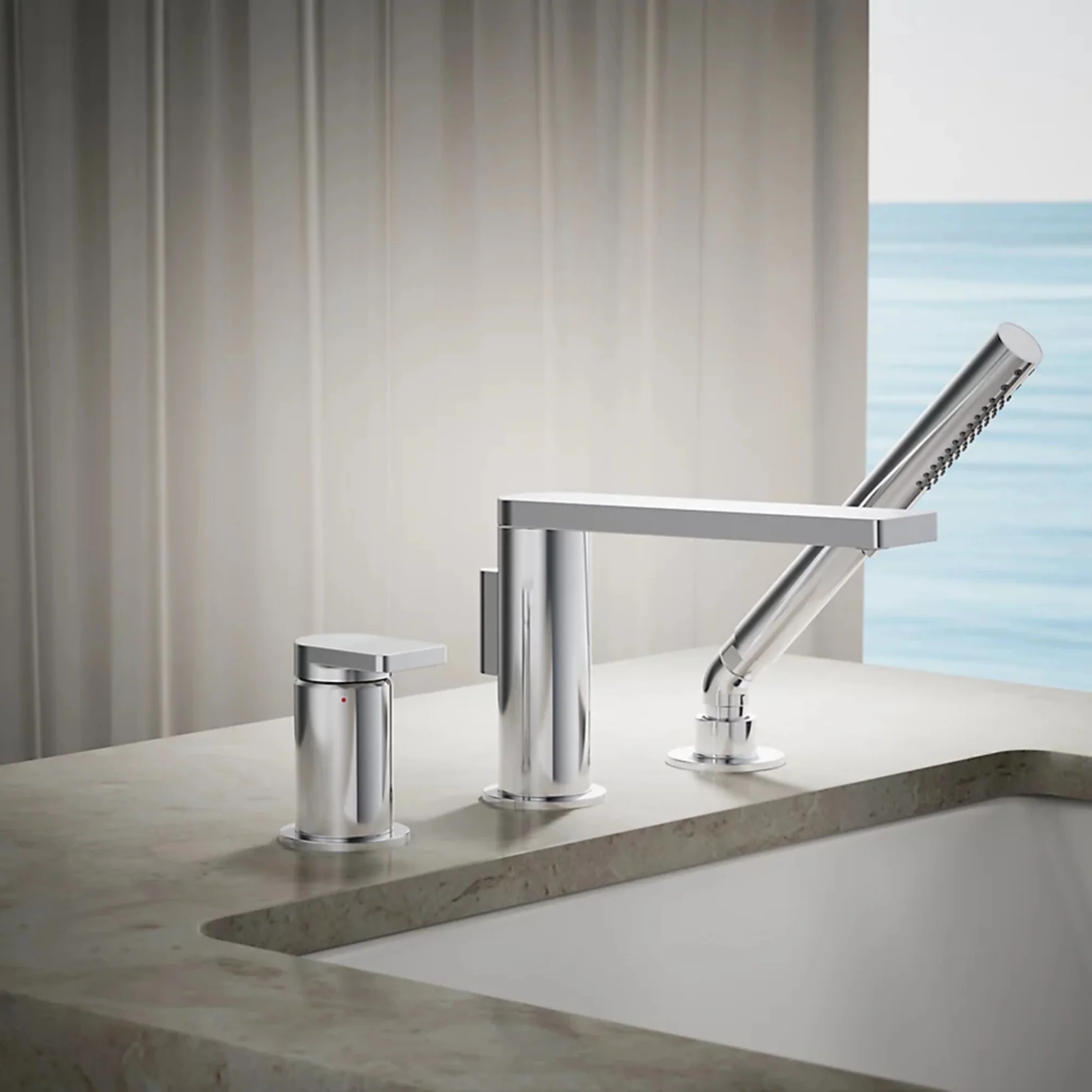 COMPOSED DECK MOUNT BATH FAUCET WITH HANDSHOWER - Image 12