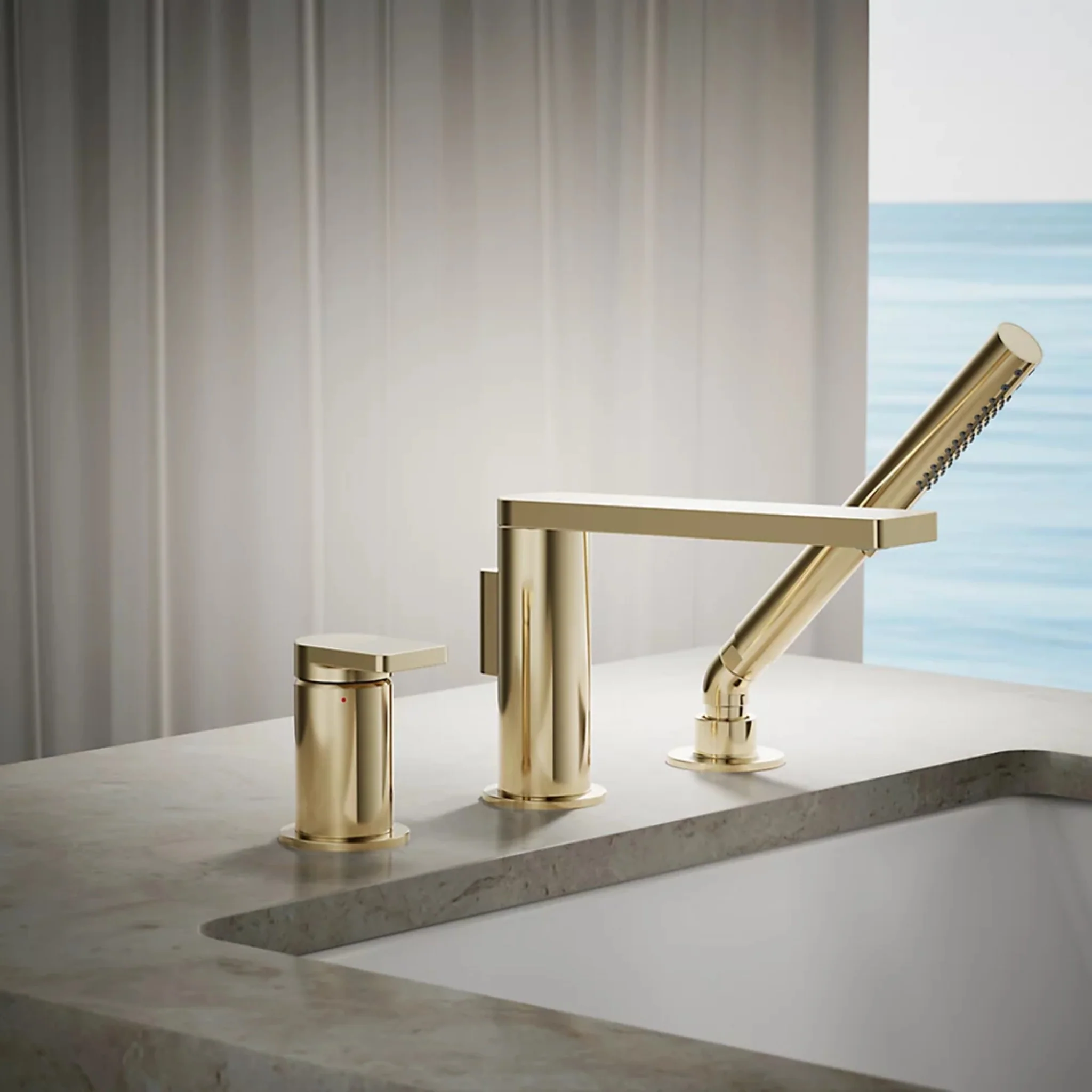 COMPOSED DECK MOUNT BATH FAUCET WITH HANDSHOWER - Image 2