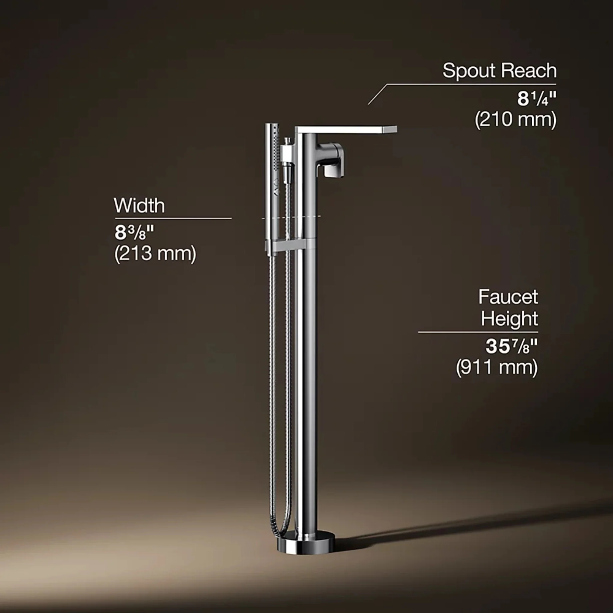 COMPOSED FLOOR MOUNT BATH FILLER TRIM WITH HANDSHOWER - Image 21