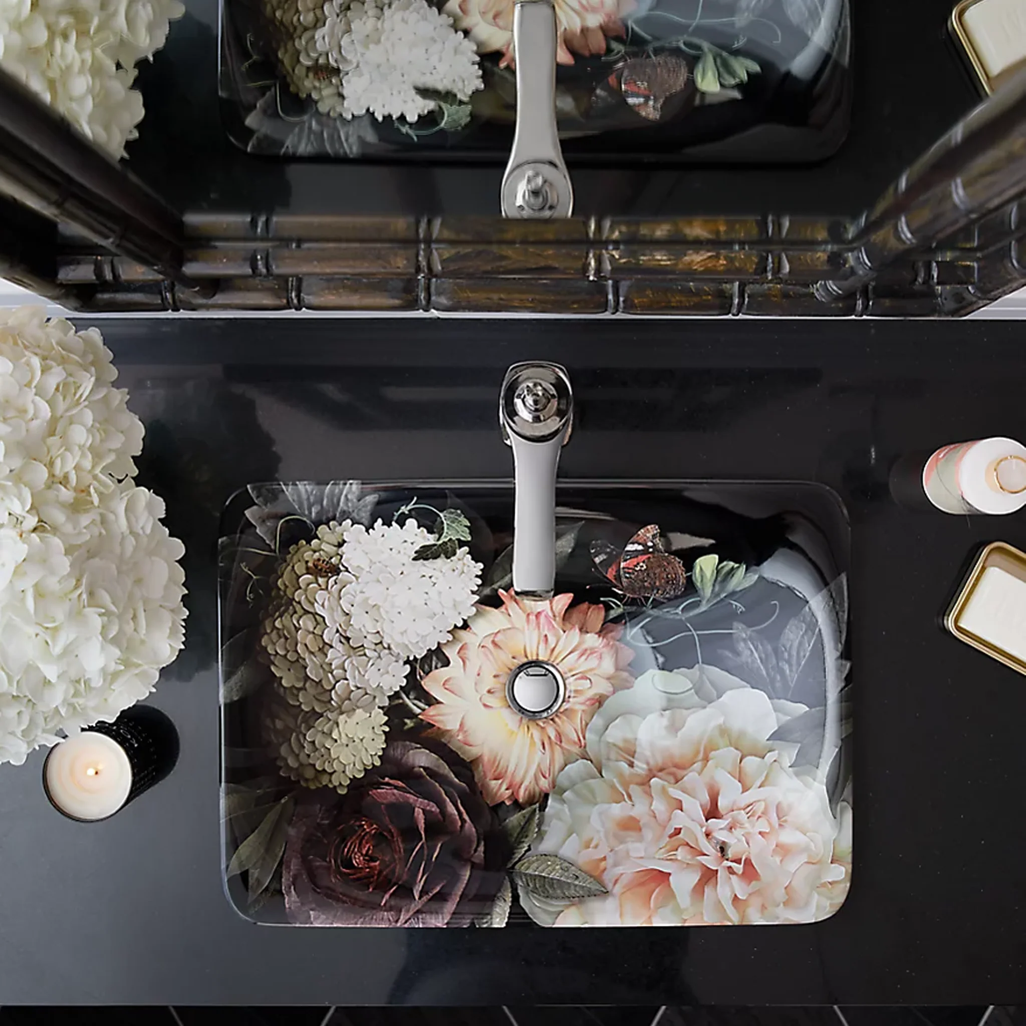 DUTCHMASTER BLUSH FLORAL CARILLION DROP-IN BATHROOM SINK - Image 2
