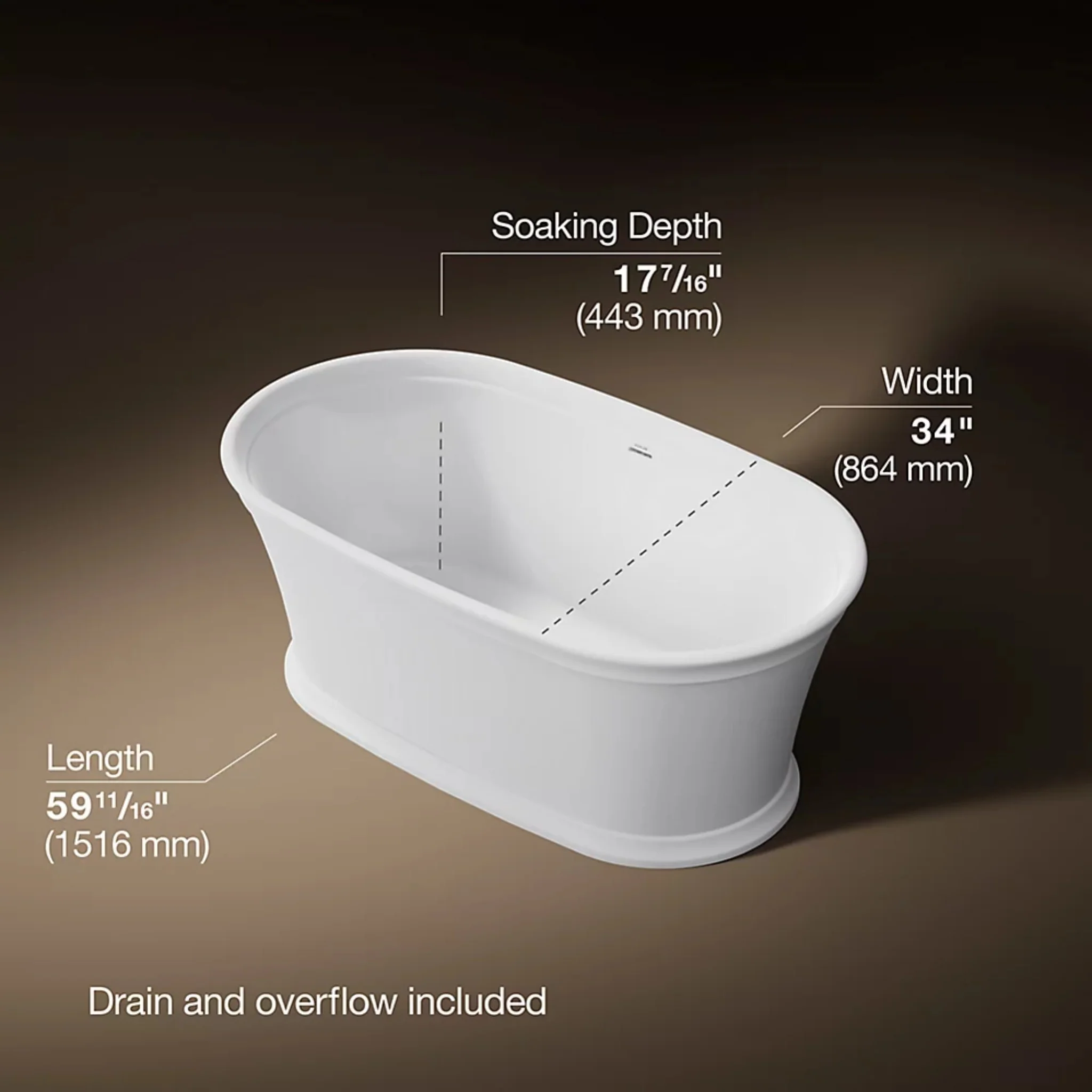 MEMOIRS 60 X 34 INCHES FREESTANDING BATHTUB - Image 11