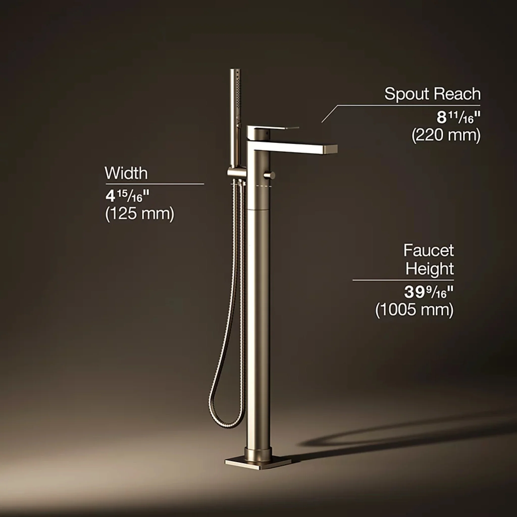 PARALLEL FLOOR MOUNT BATH FILLER TRIM WITH HANDSHOWER - Image 10