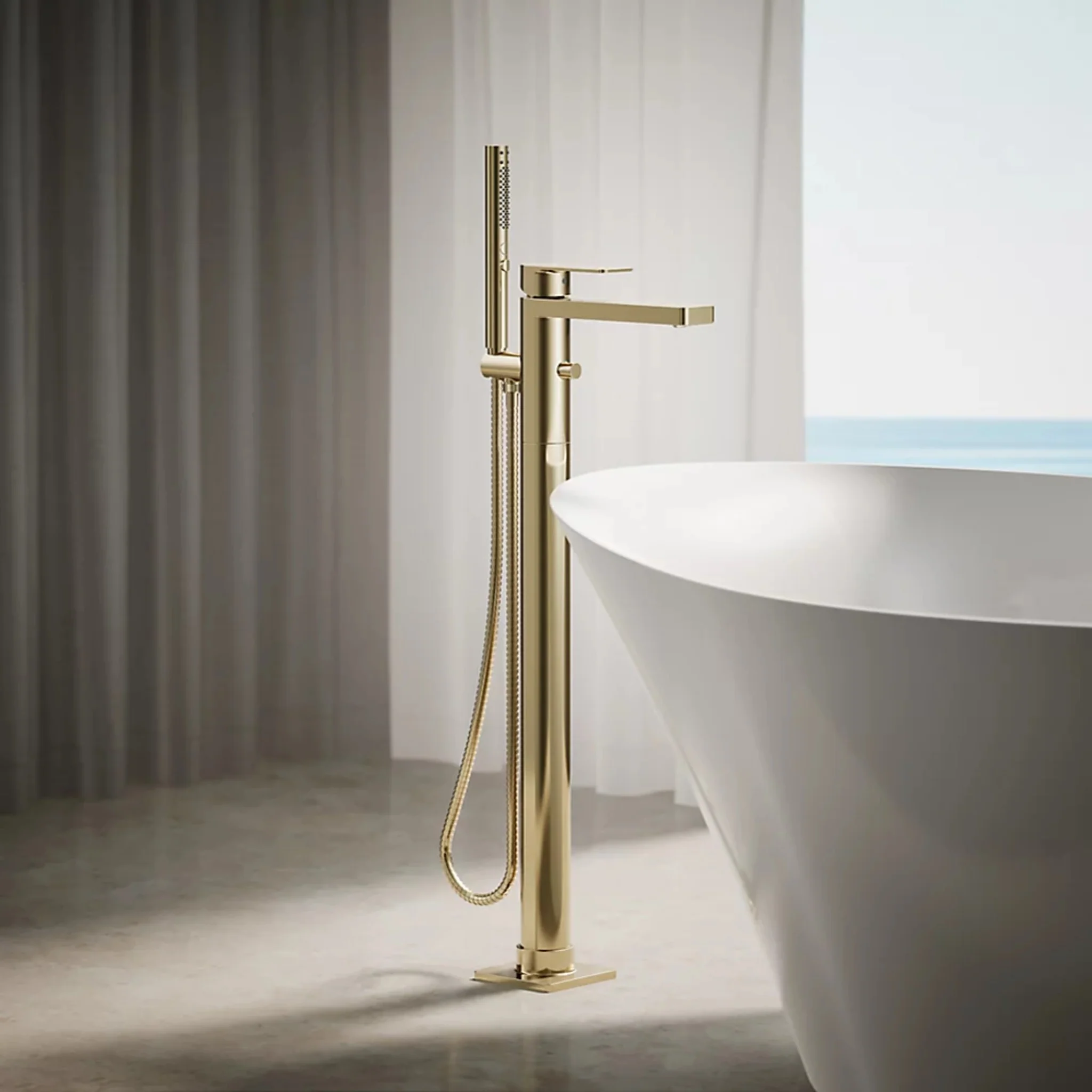 PARALLEL FLOOR MOUNT BATH FILLER TRIM WITH HANDSHOWER - Image 28