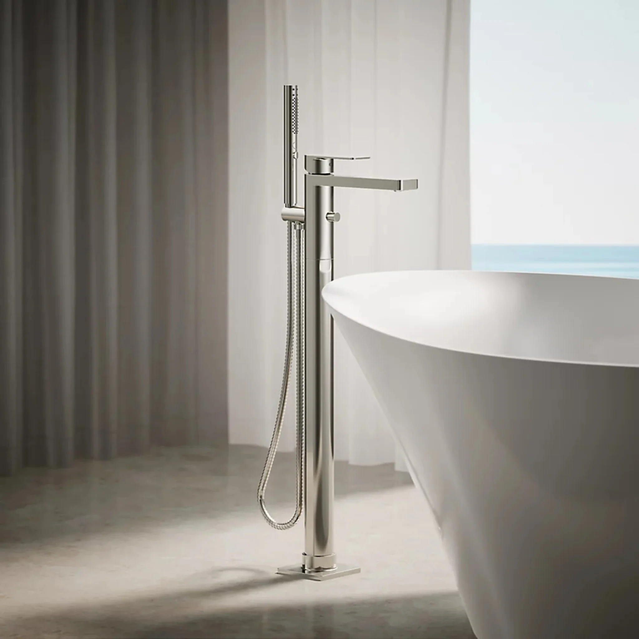PARALLEL FLOOR MOUNT BATH FILLER TRIM WITH HANDSHOWER - Image 40