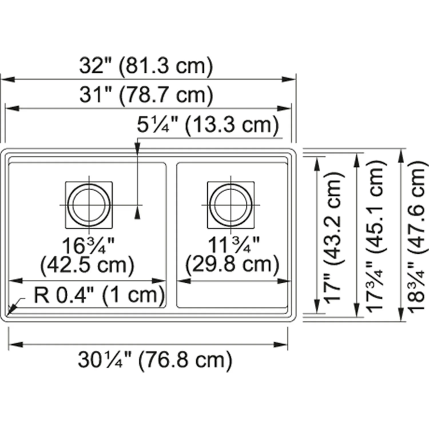 PEAK GRANITE UNDERMOUNT DOUBLE BOWL KITCHEN SINK - Image 3