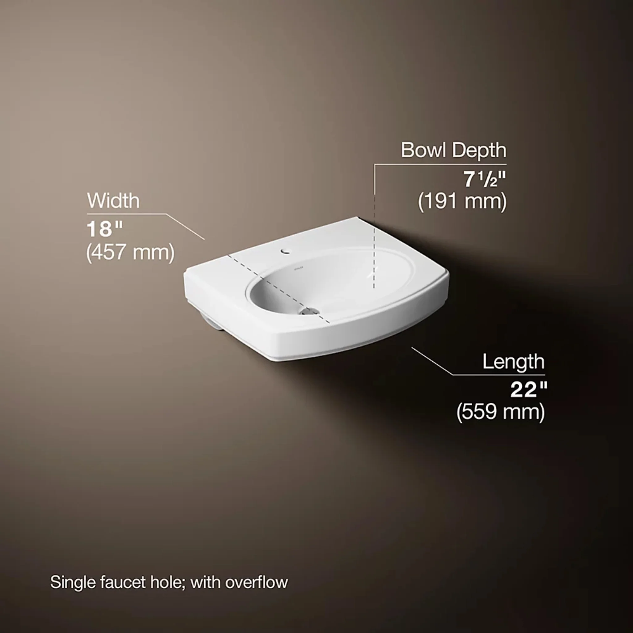 PINOIR 22 INCH WALL MOUNT BATHROOM SINK - Image 12