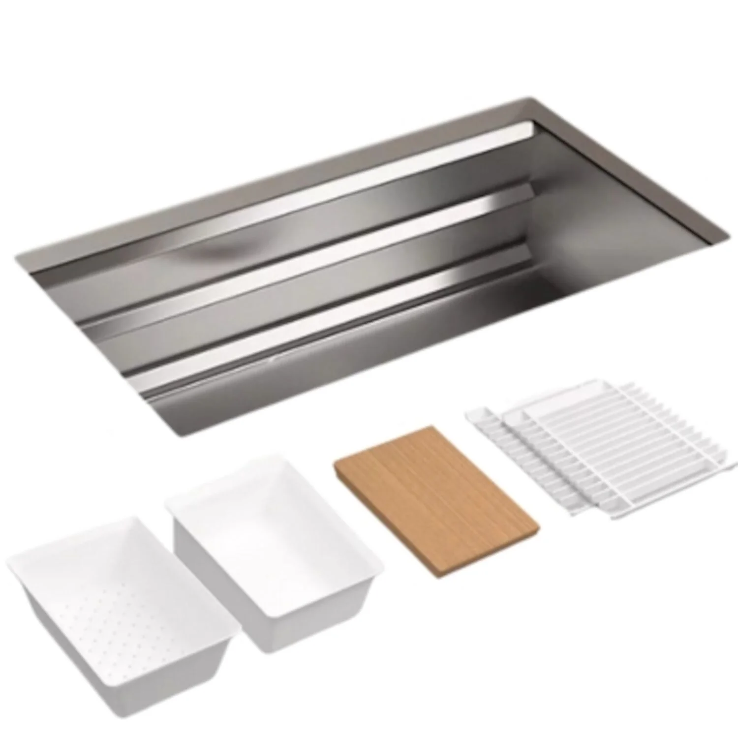 PROLIFICĀ® 33 X 17-3/4 X 10-15/16 INCHES UNDER-MOUNT SINGLE-BOWL KITCHEN SINK WITH ACCESSORIES