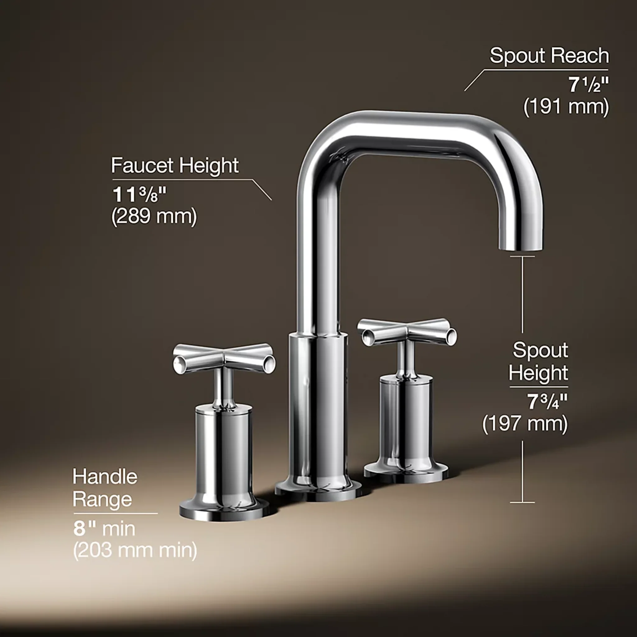 PURISTĀ® DECK MOUNT BATH FAUCET TRIM FOR HIGH-FLOW VALVE WITH CROSS HANDLES - Image 3