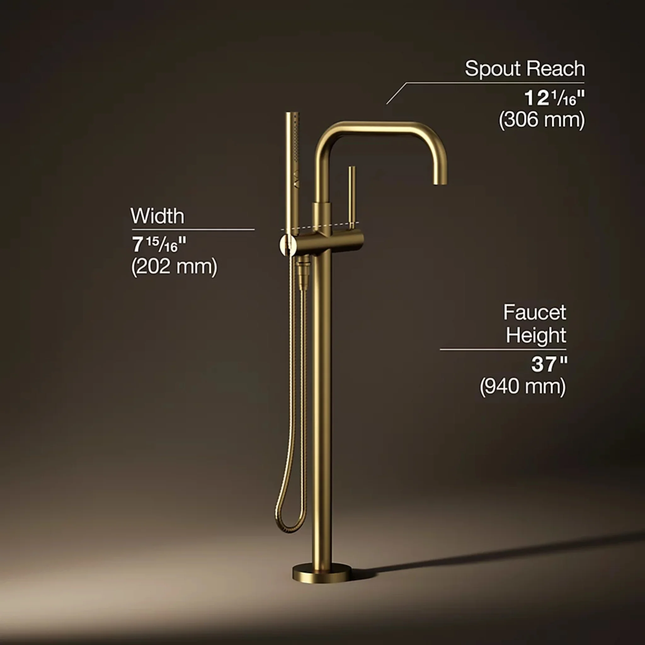 PURIST® FLOOR MOUNT BATH FILLER TRIM WITH HANDSHOWER - Image 26