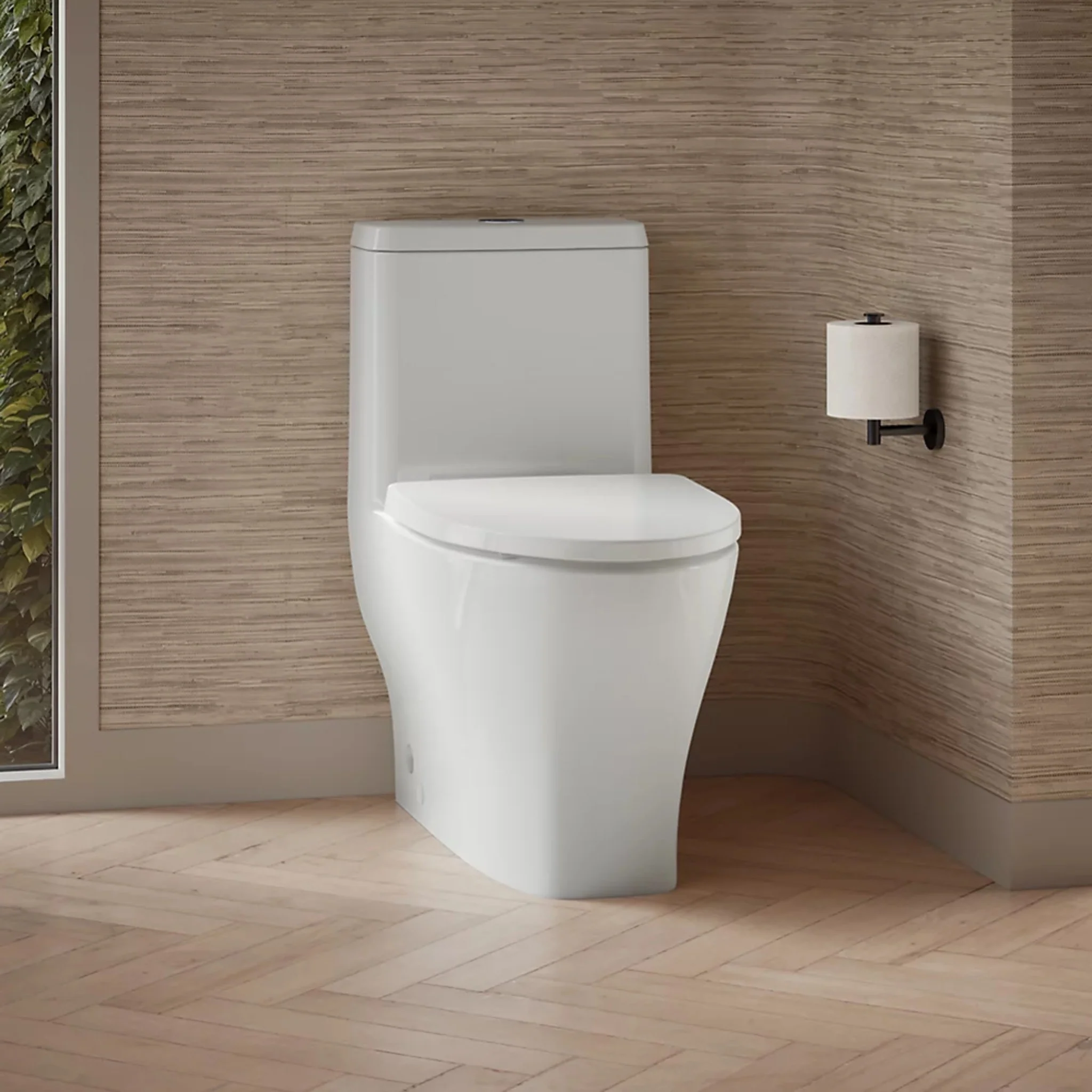 REACH CURV ONE-PIECE COMPACT ELONGATED TOILET WITH SKIRTED TRAPWAY AND DUAL-FLUSH - Image 2