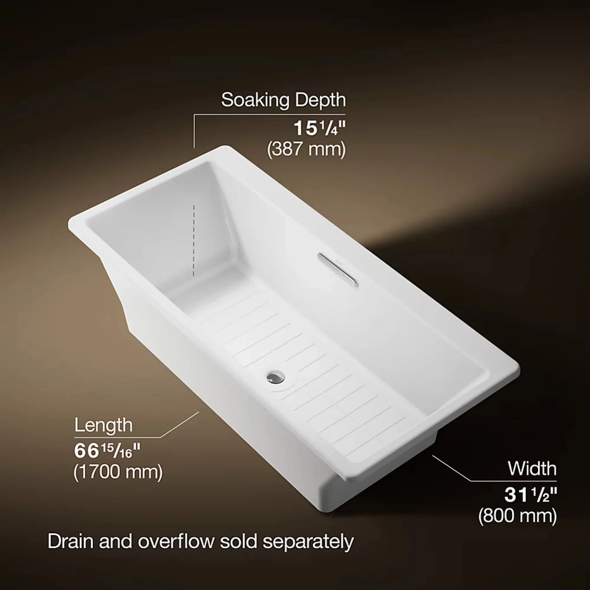 REVE RECTANGLE 67 X 32 INCHES DROP-IN / UNDERMOUNT BATHTUB - Image 11