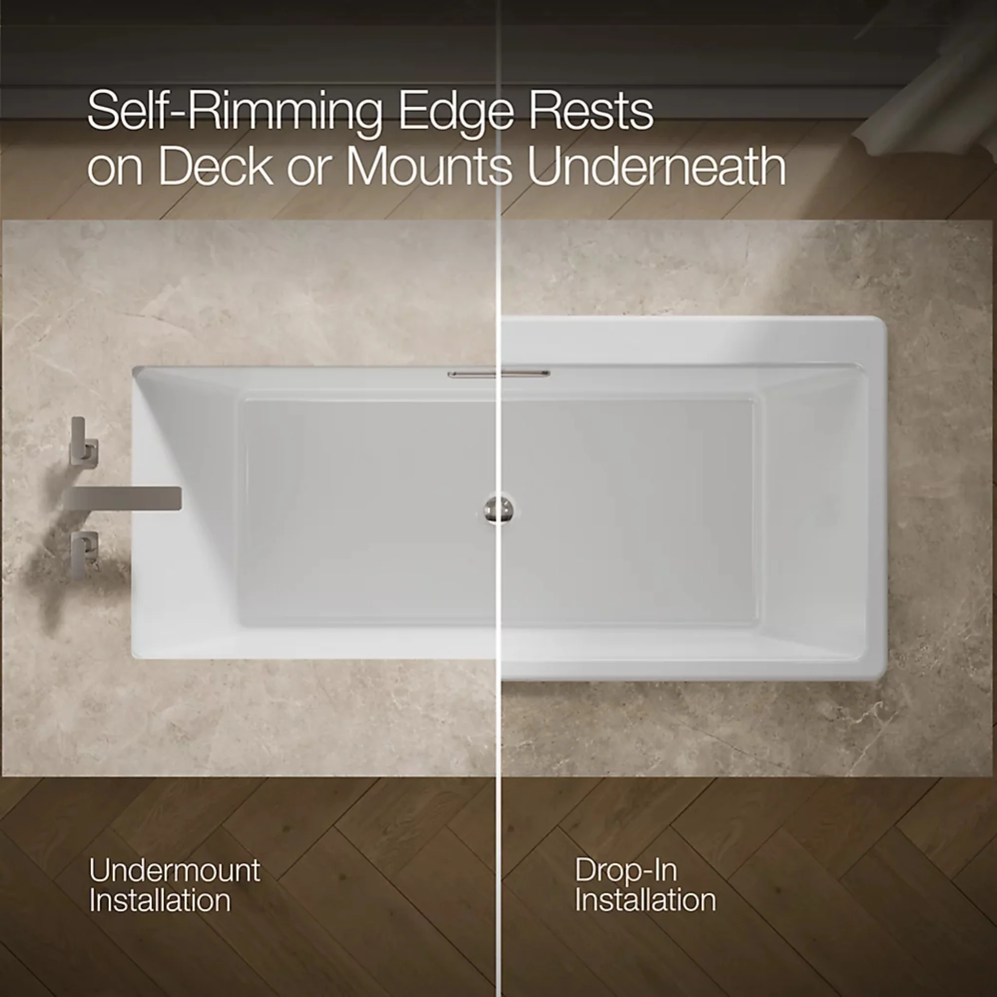 REVE RECTANGLE 67 X 32 INCHES DROP-IN / UNDERMOUNT BATHTUB - Image 9
