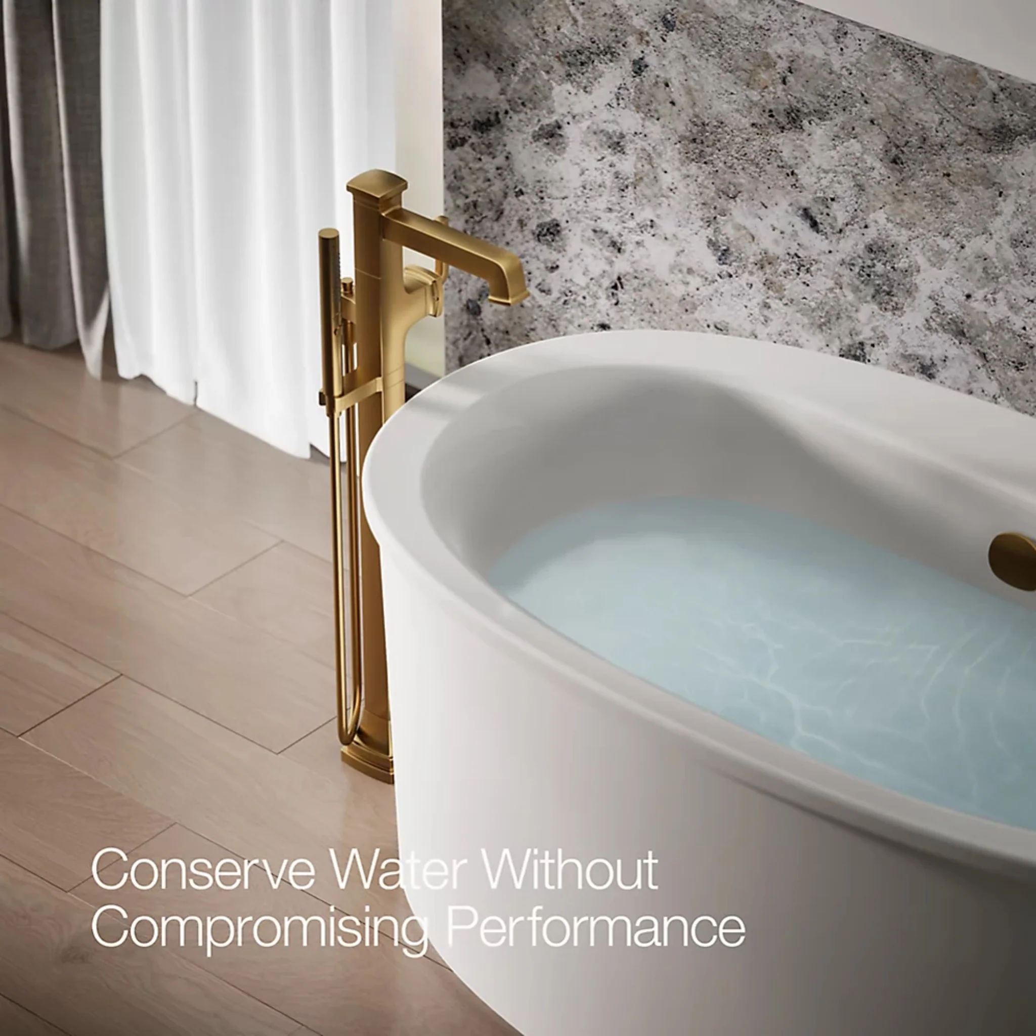 RIFF FLOOR MOUNT BATH FILLER TRIM WITH HANDSHOWER - Image 14