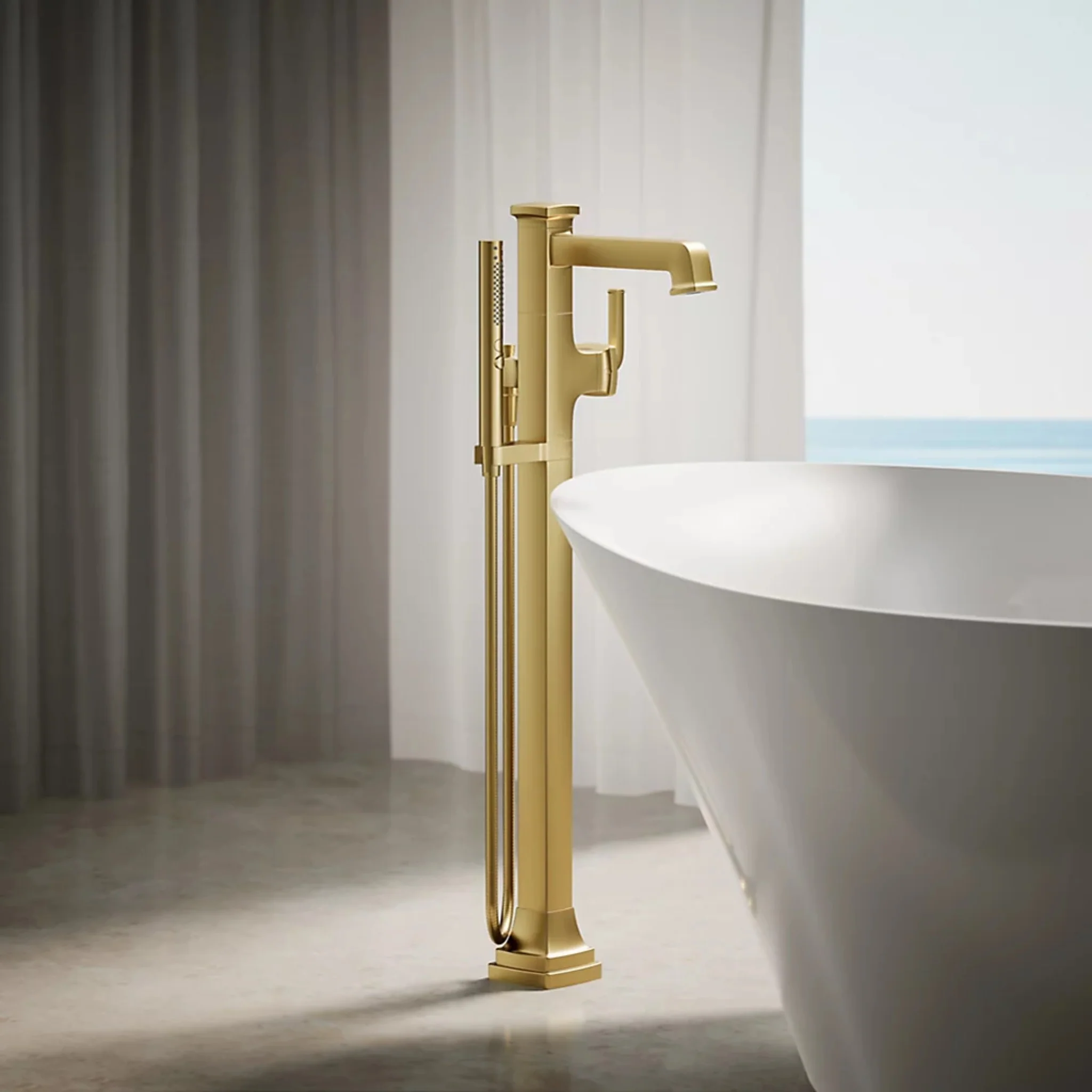 RIFF FLOOR MOUNT BATH FILLER TRIM WITH HANDSHOWER - Image 2