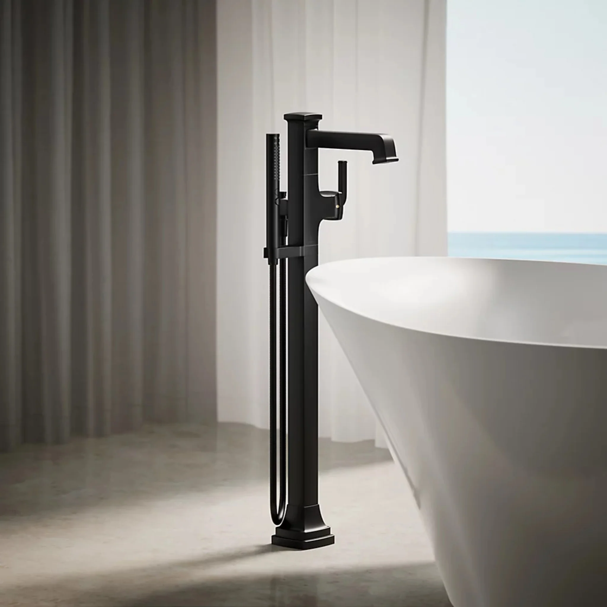 RIFF FLOOR MOUNT BATH FILLER TRIM WITH HANDSHOWER - Image 7