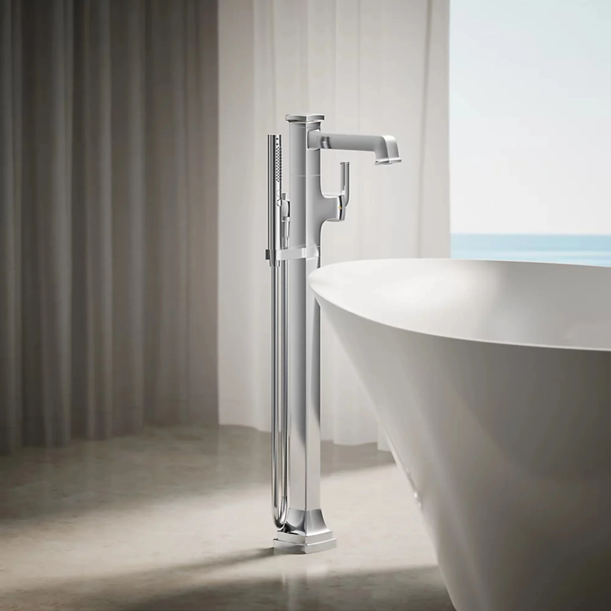 RIFF FLOOR MOUNT BATH FILLER TRIM WITH HANDSHOWER - Image 8