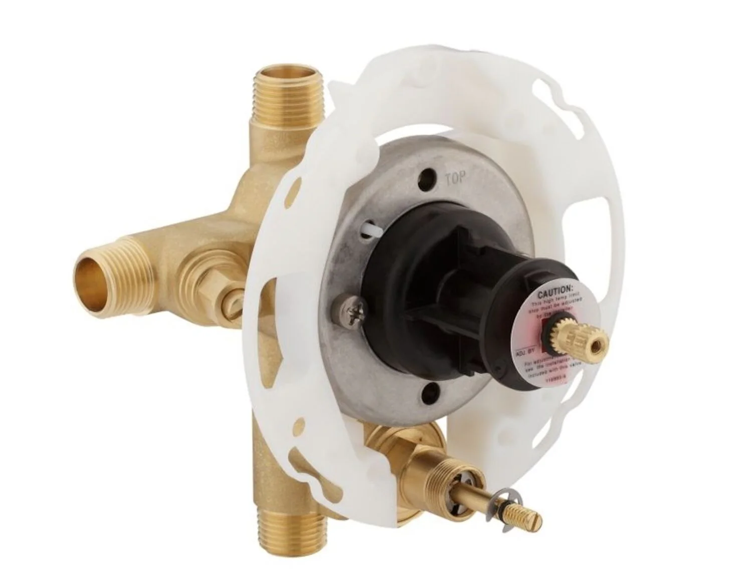 RITE-TEMP® 1/2-INCH PRESSURE-BALANCING VALVE WITH PUSH-BUTTON DIVERTER AND SCREWDRIVER STOPS