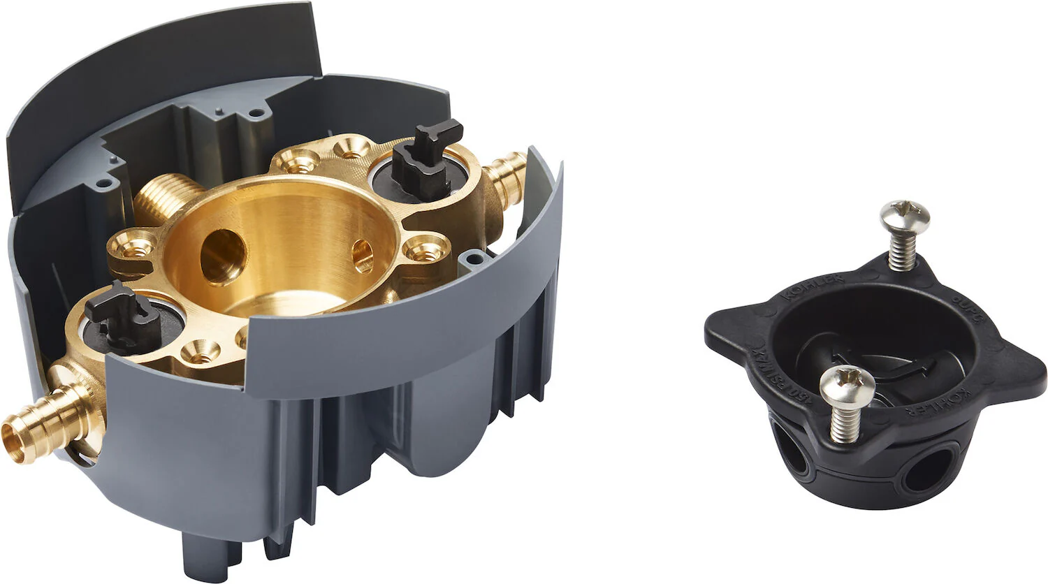 RITE-TEMP(R) VALVE BODY ROUGH-IN WITH SERVICE STOPS AND PEX CRIMP CONNECTIONS, PROJECT PACK