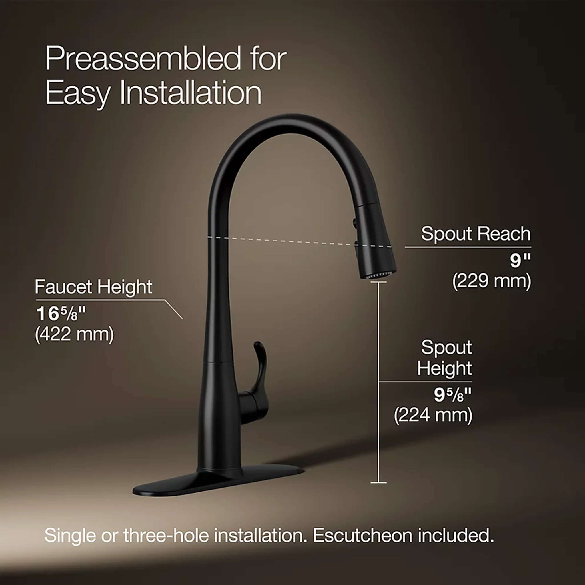 SIMPLICE SINGLE OR THREE-HOLE KITCHEN PULL DOWN SINK FAUCET - Image 5