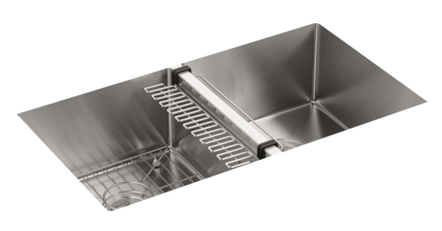 STRIVEĀ® 32 X 18-5/16 X 9-5/16 INCHES UNDER-MOUNT DOUBLE-EQUAL KITCHEN SINK WITH ACCESSORIES