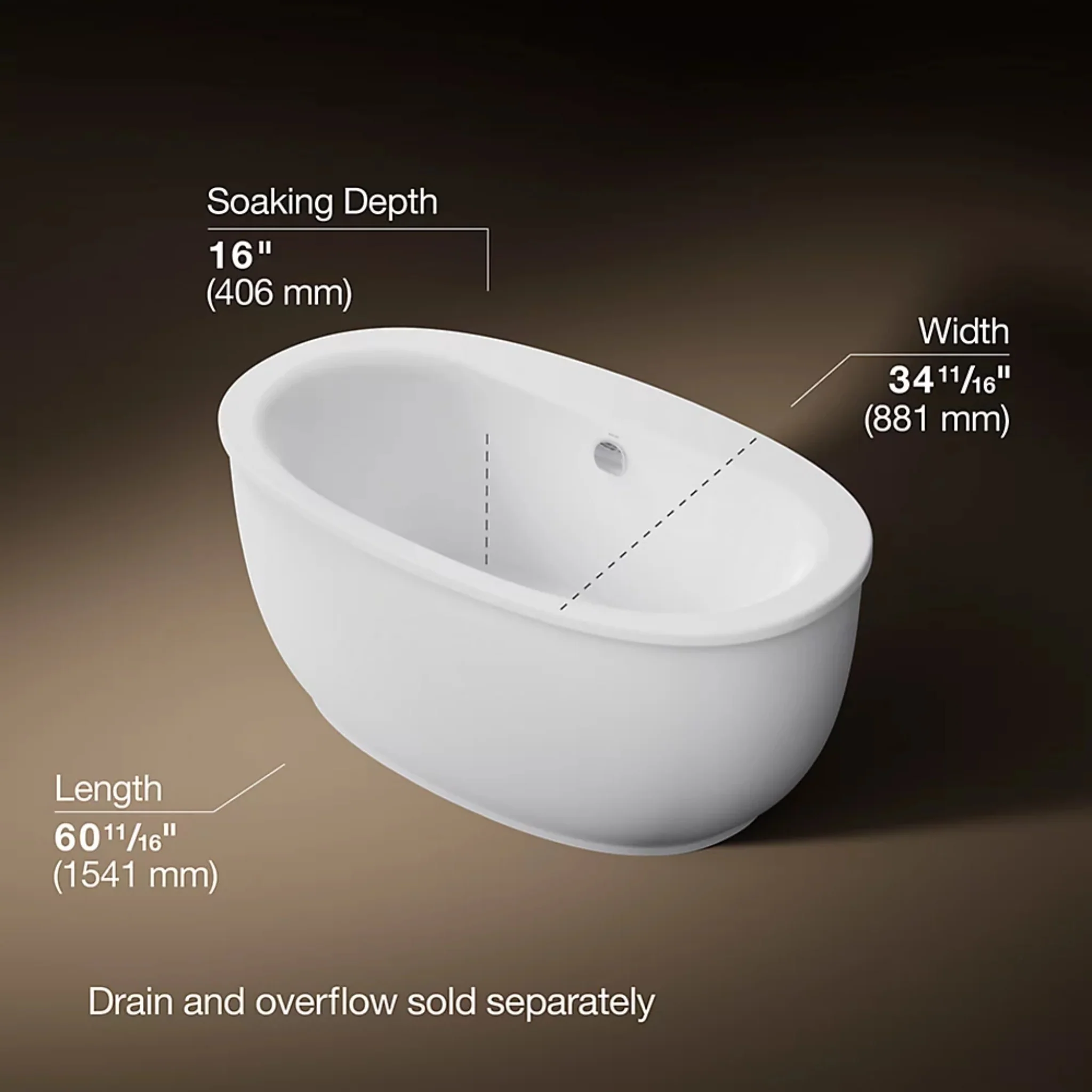 SUNSTRUCK 60 X 34 INCHES FREESTANDING BATHTUB WITH FLUTED SHROUD - Image 12