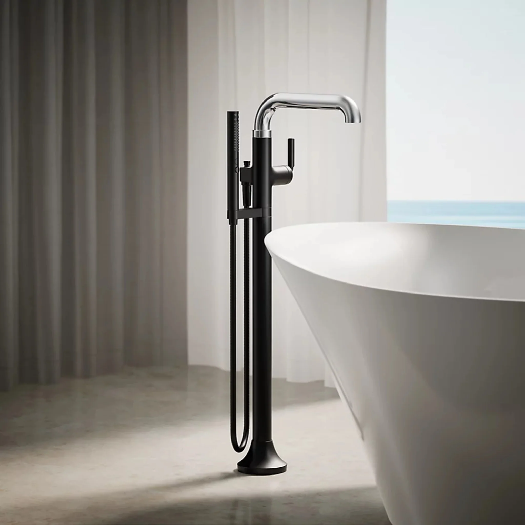 TONE FLOOR MOUNT BATH FILLER TRIM WITH HANDSHOWER - Image 10