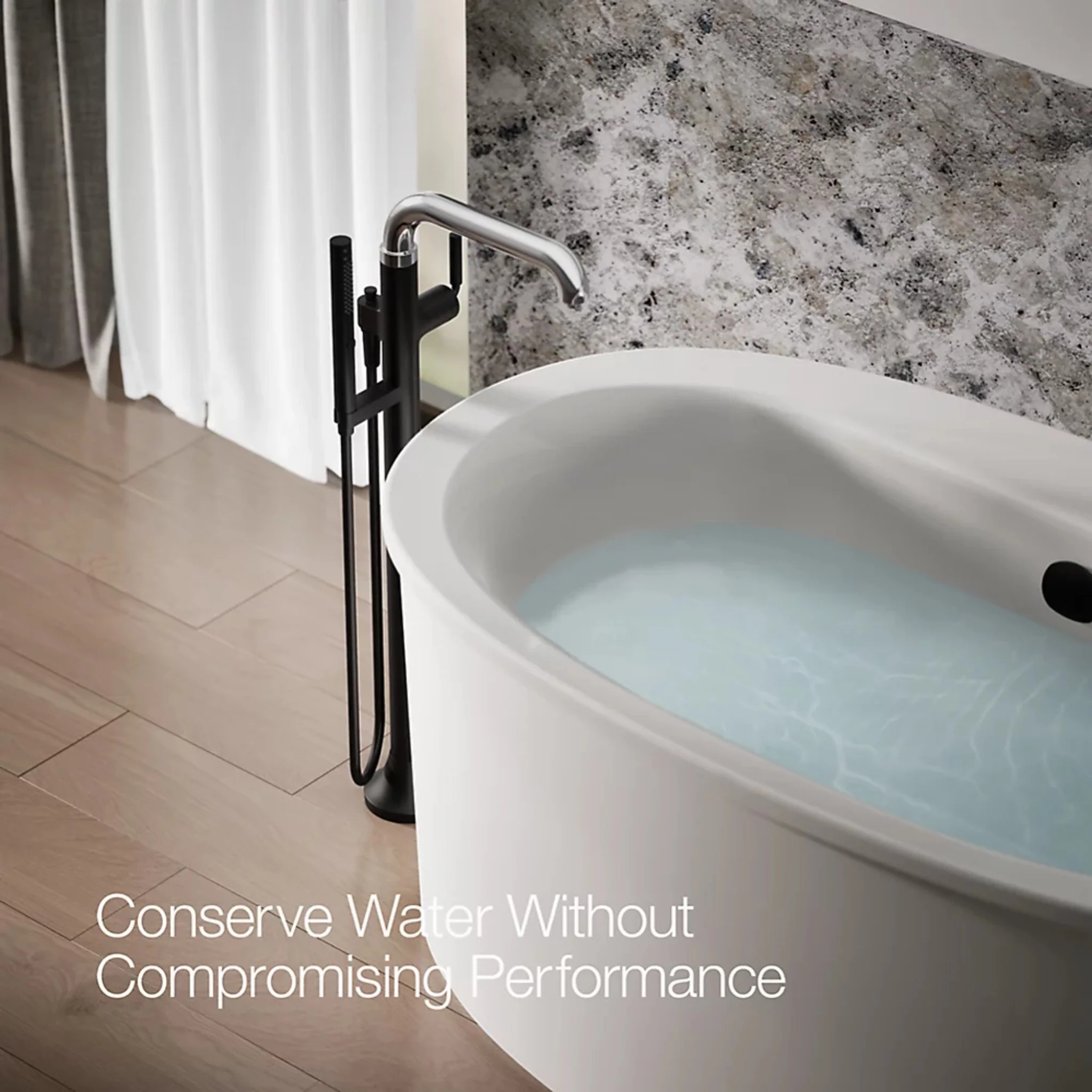 TONE FLOOR MOUNT BATH FILLER TRIM WITH HANDSHOWER - Image 20