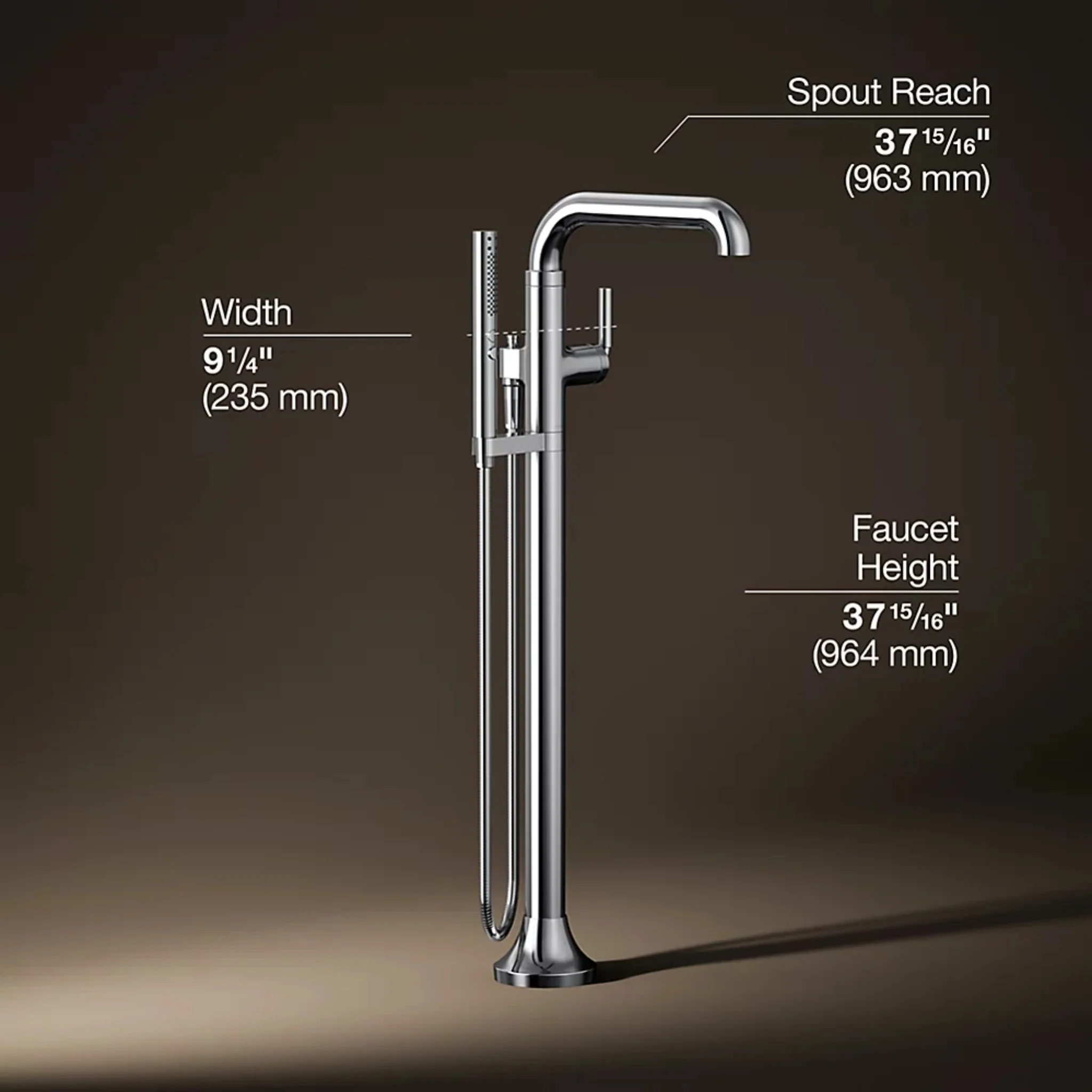 TONE FLOOR MOUNT BATH FILLER TRIM WITH HANDSHOWER - Image 22