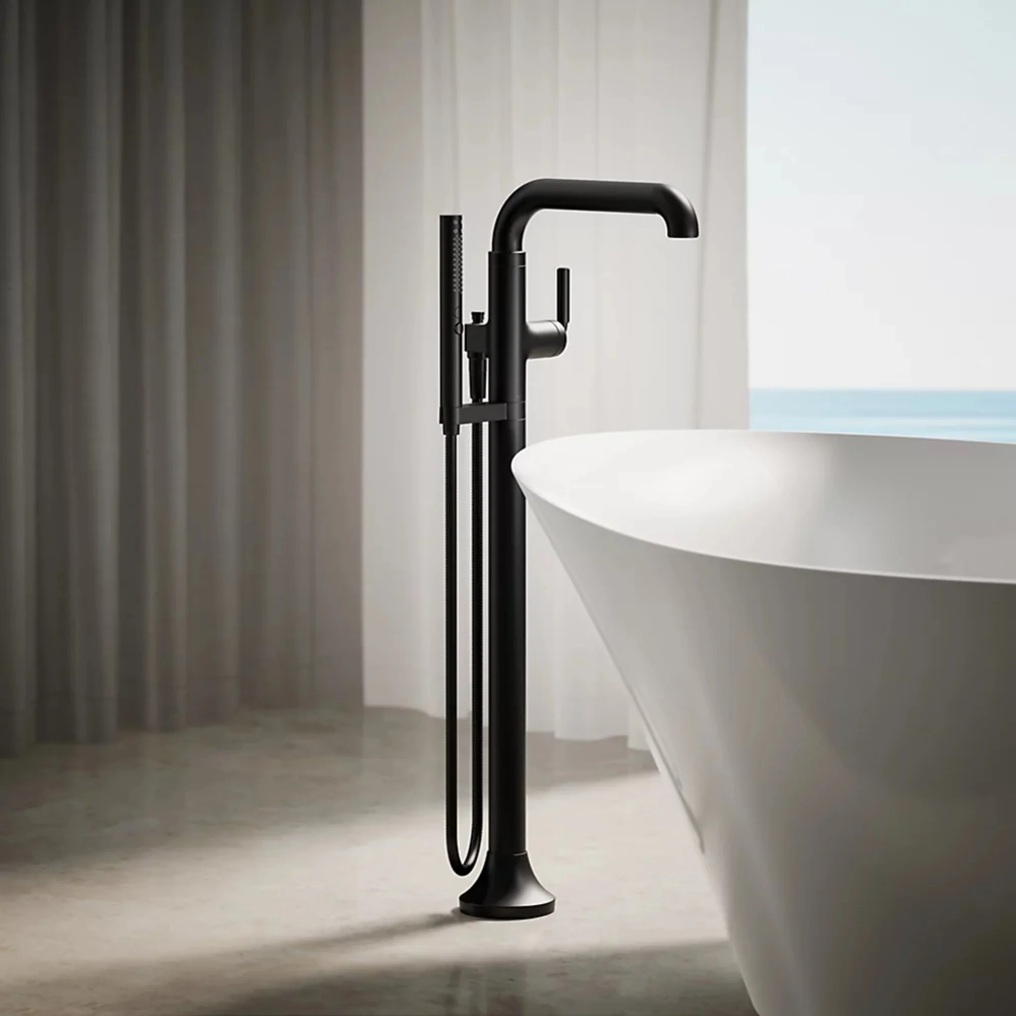TONE FLOOR MOUNT BATH FILLER TRIM WITH HANDSHOWER - Image 8