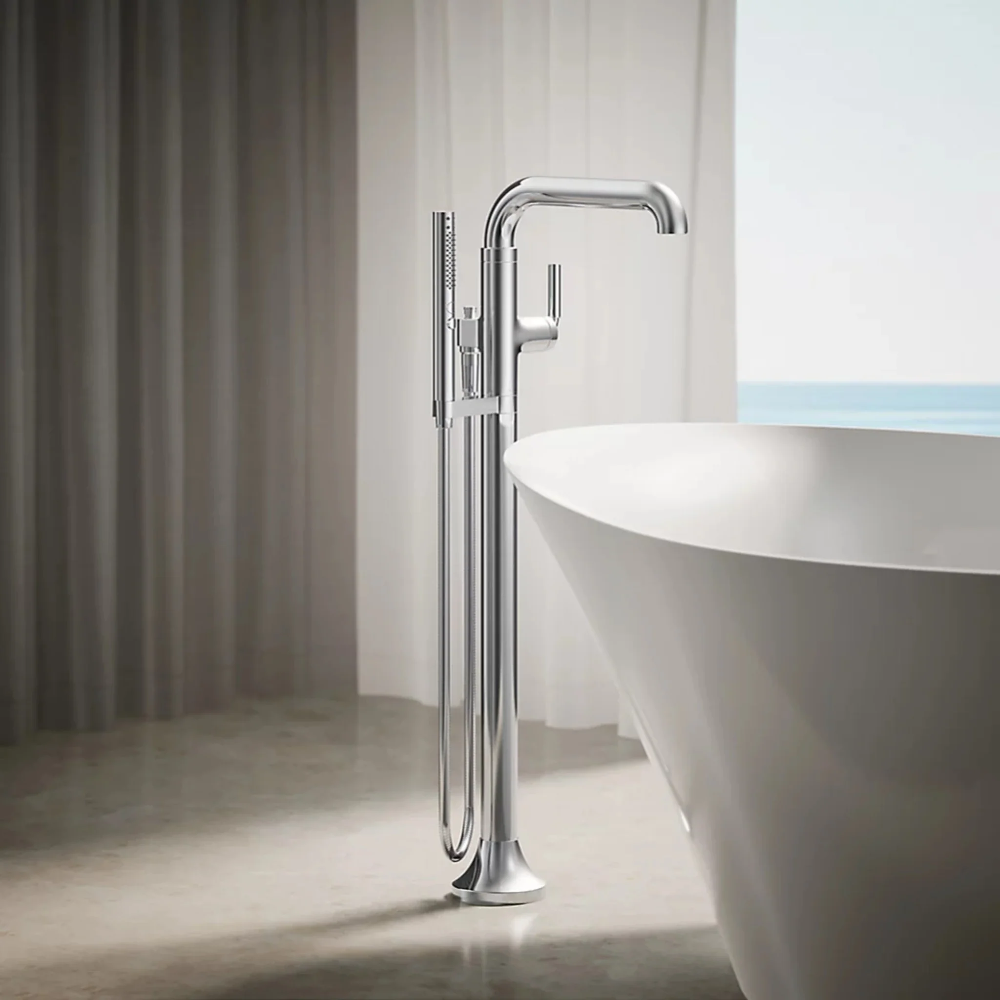 TONE FLOOR MOUNT BATH FILLER TRIM WITH HANDSHOWER - Image 9