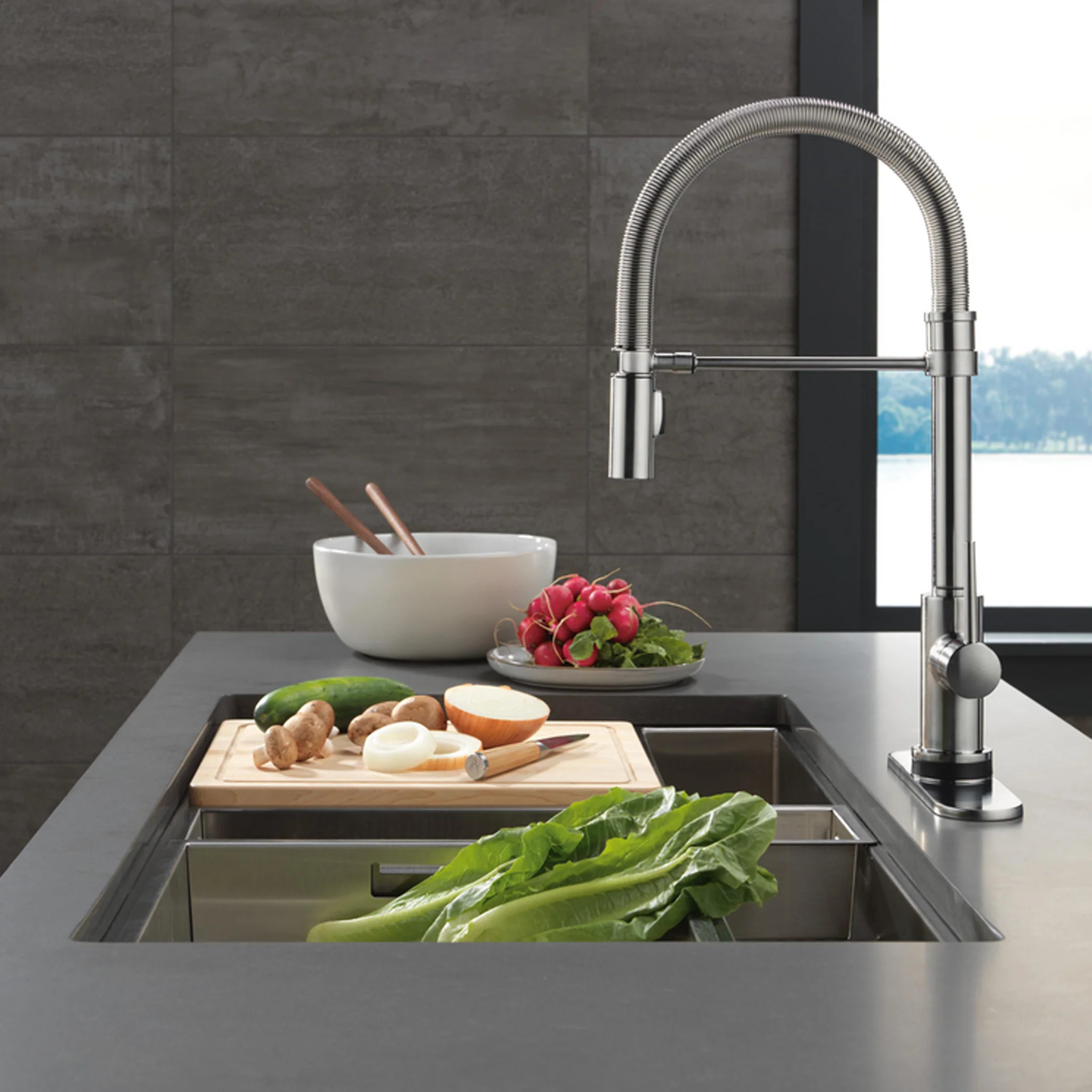 TRINSIC® SINGLE HANDLE PULL-DOWN KITCHEN FAUCET WITH SPRING SPOUT WITH TOUCH2O - Image 2