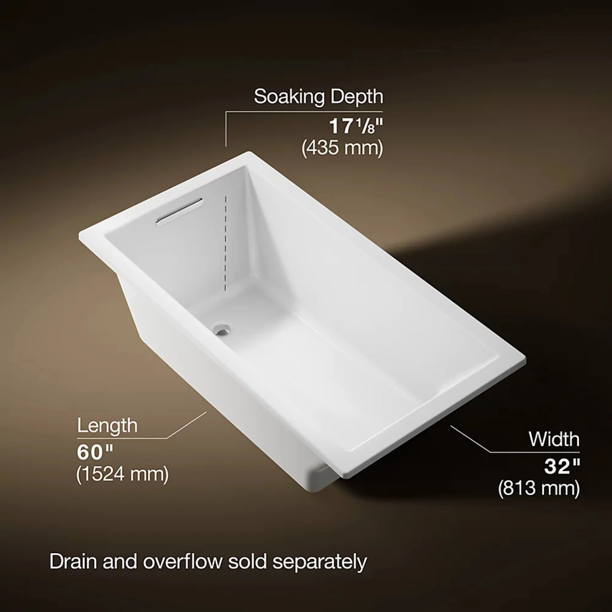UNDERSCORE RECTANGLE 60 X 32 INCHES DROP-IN BATHTUB - Image 16