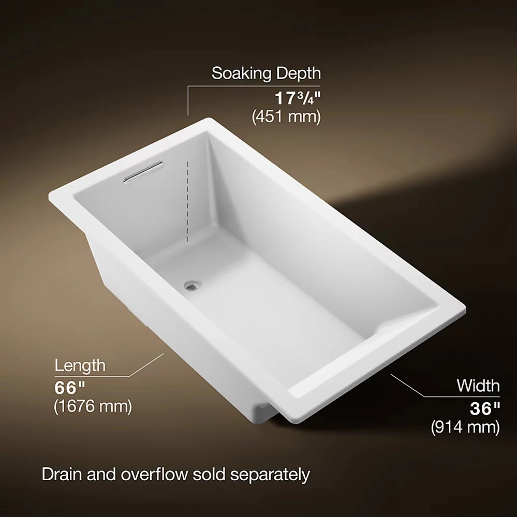 UNDERSCORE RECTANGLE 66 X 32 INCHES DROP-IN BATHTUB - Image 16