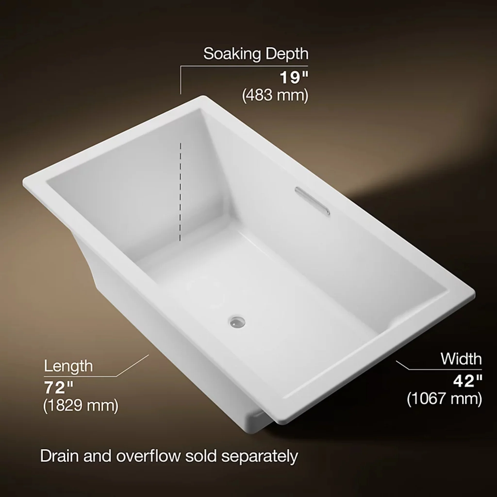 UNDERSCORE RECTANGLE 72 X 42 INCHES DROP-IN BATHTUB - Image 16