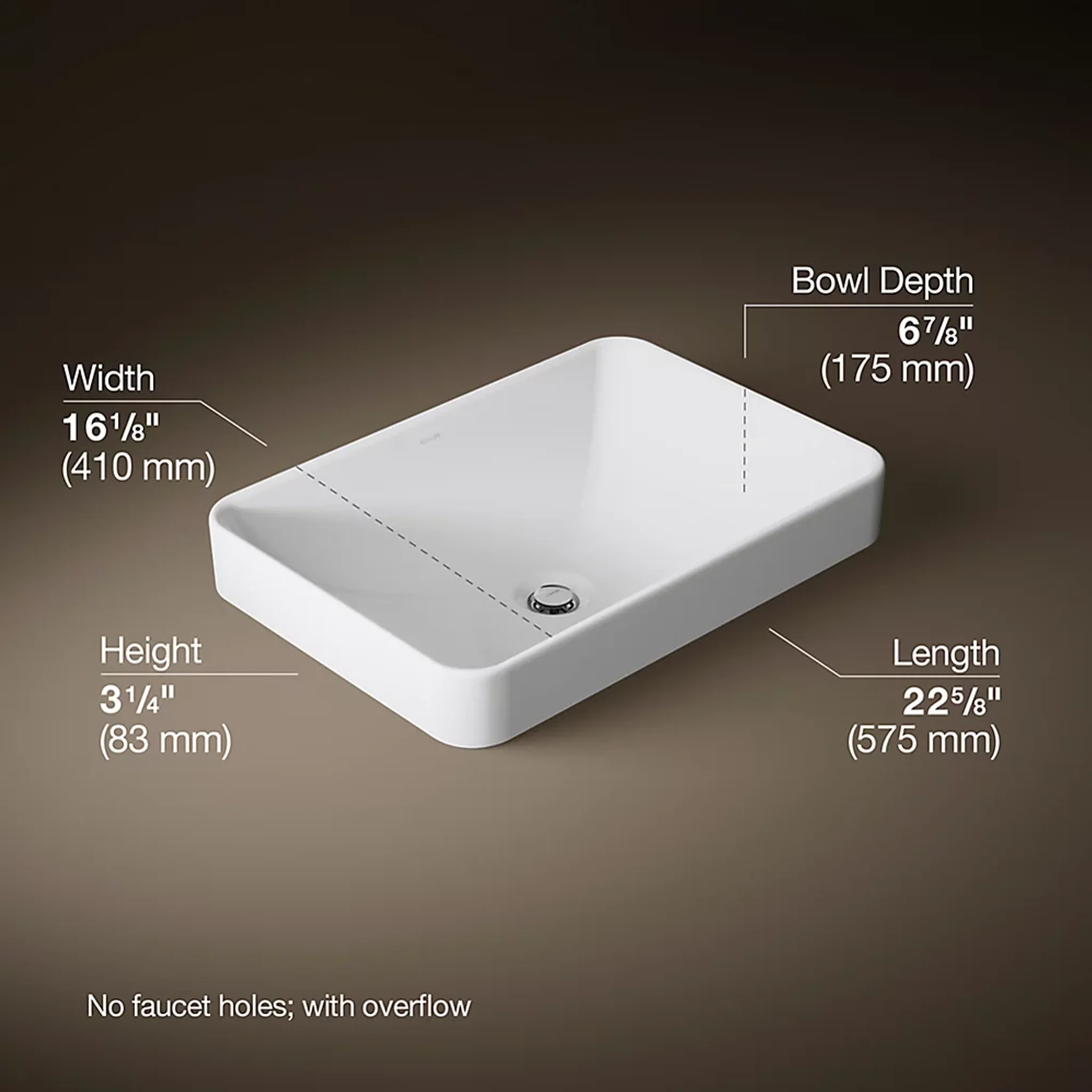 VOX® RECTANGLE 22.75-IN VESSEL BATHROOM SINK - Image 4